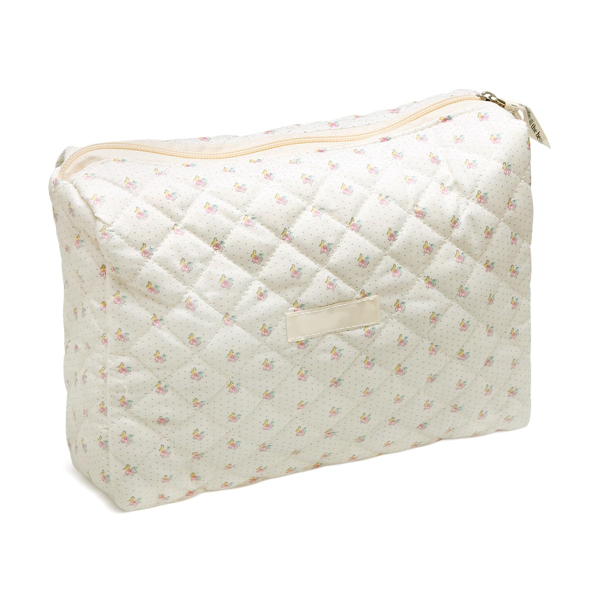 – GLADFRESIT INS Style Bear Flower Quilted Clutch Bag Large Capacity Portable Cosmetic Organiser for Ladies Girls Women's Daily Necessities