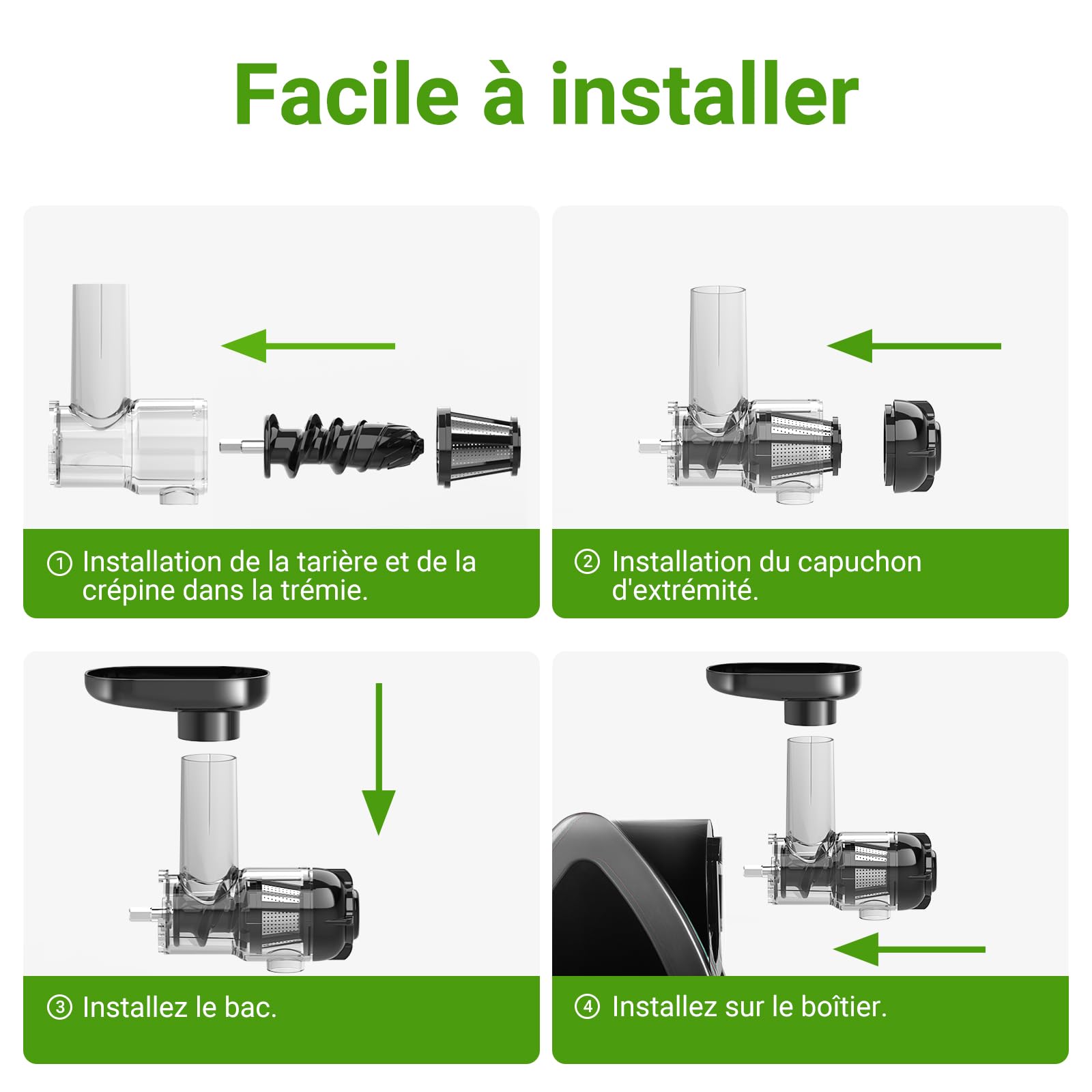 Aobosi Extracteur de Jus Sans BPA, Moteur Silencieux, Fonction Reverse, Noir