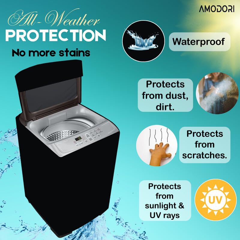 Image of Waterproof Top load washing machine cover Compatible for LG 7 Kg (T70AJMB1Z) Solid Black Print