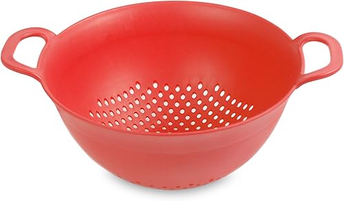 Miniatura 3 de Mintra Home Juego de coladores de plástico 3, 3.5 y 5 cuartos de galón (rojo) asas dobles fuertes y cuenco profundo, seguro sin BPA, uso para pasta,
