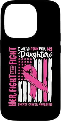Vista 40 de iPhone 11 Pro Max - Bandera de cáncer de mama I Wear Pink Daughter Her Fight My Fight Case