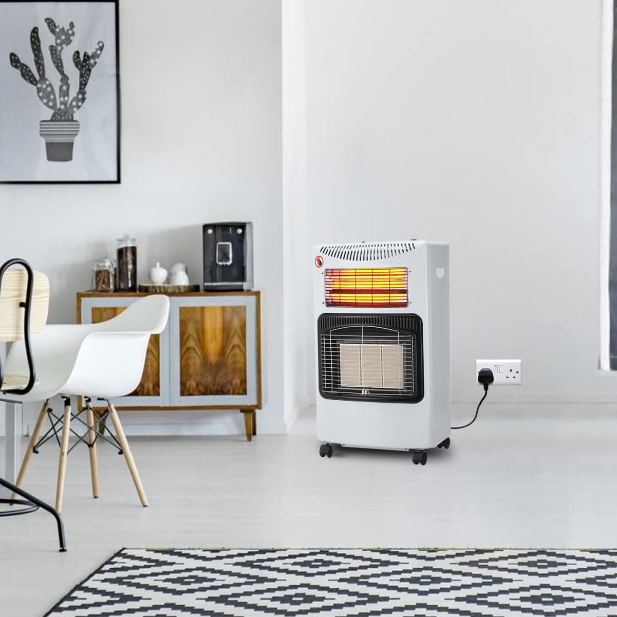 The Fellie Portable Calor Gas Heater, Room Electric Heater 2 in 1  Adjustable 4.2KW Butane Cabinet Heater with Wheels Indoor Outdoor, Hose and  Regulator for Home Camping, 42x36x73cm, White : Amazon.co.uk: Garden