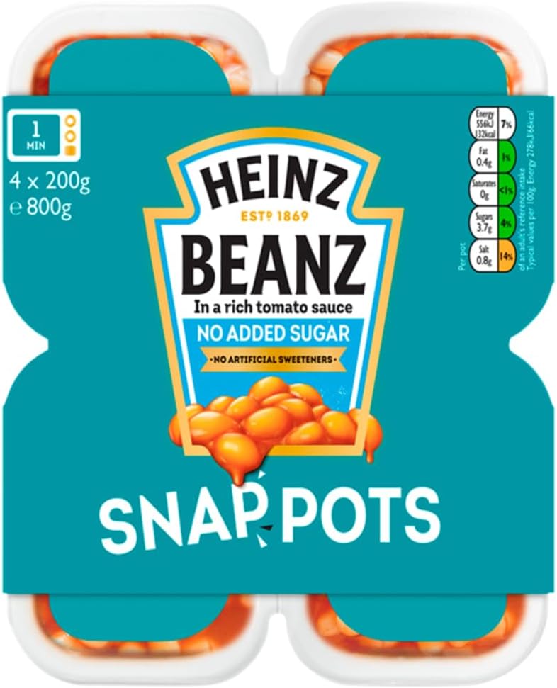 Heinz Baked Beans No Added Sugar Snap Pots 4 x 200 g