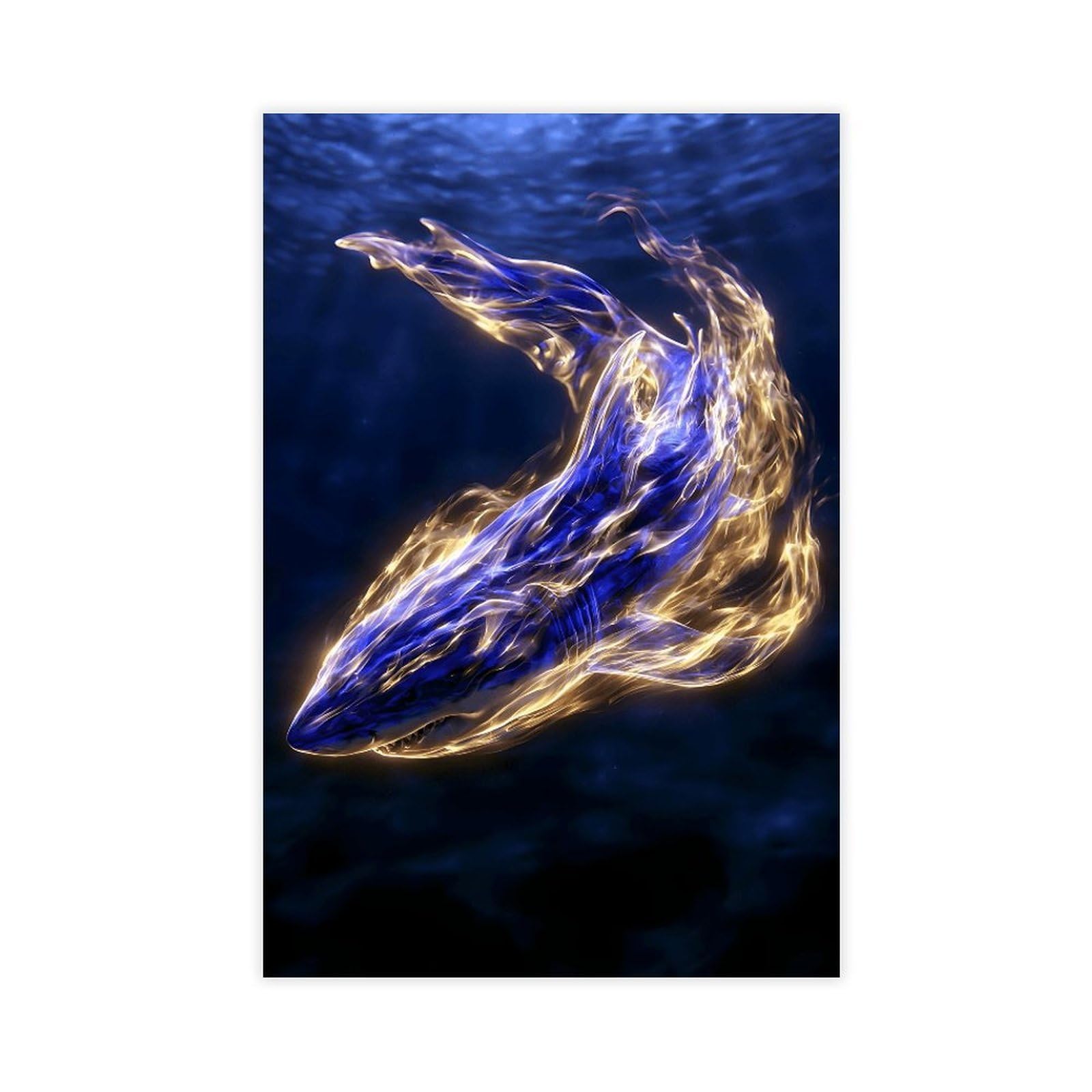 Ywtjax Unframe-Style Abyssal Shark Poster Canvas Poster For Bedroom Decor Gift