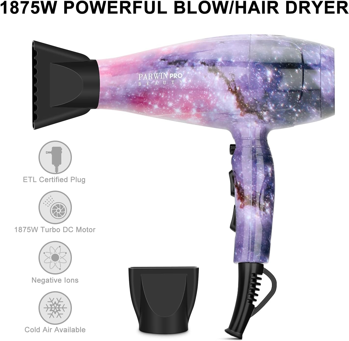 PARWIN PRO BEAUTY Hair Styling Set Valentine Gift - 1875w Professional Hair Dryer - 1 Inch Titanium Curling Iron- 1 Inch Anti-Static Hair Straightener- Negative Ionic Technology - Pack of 3