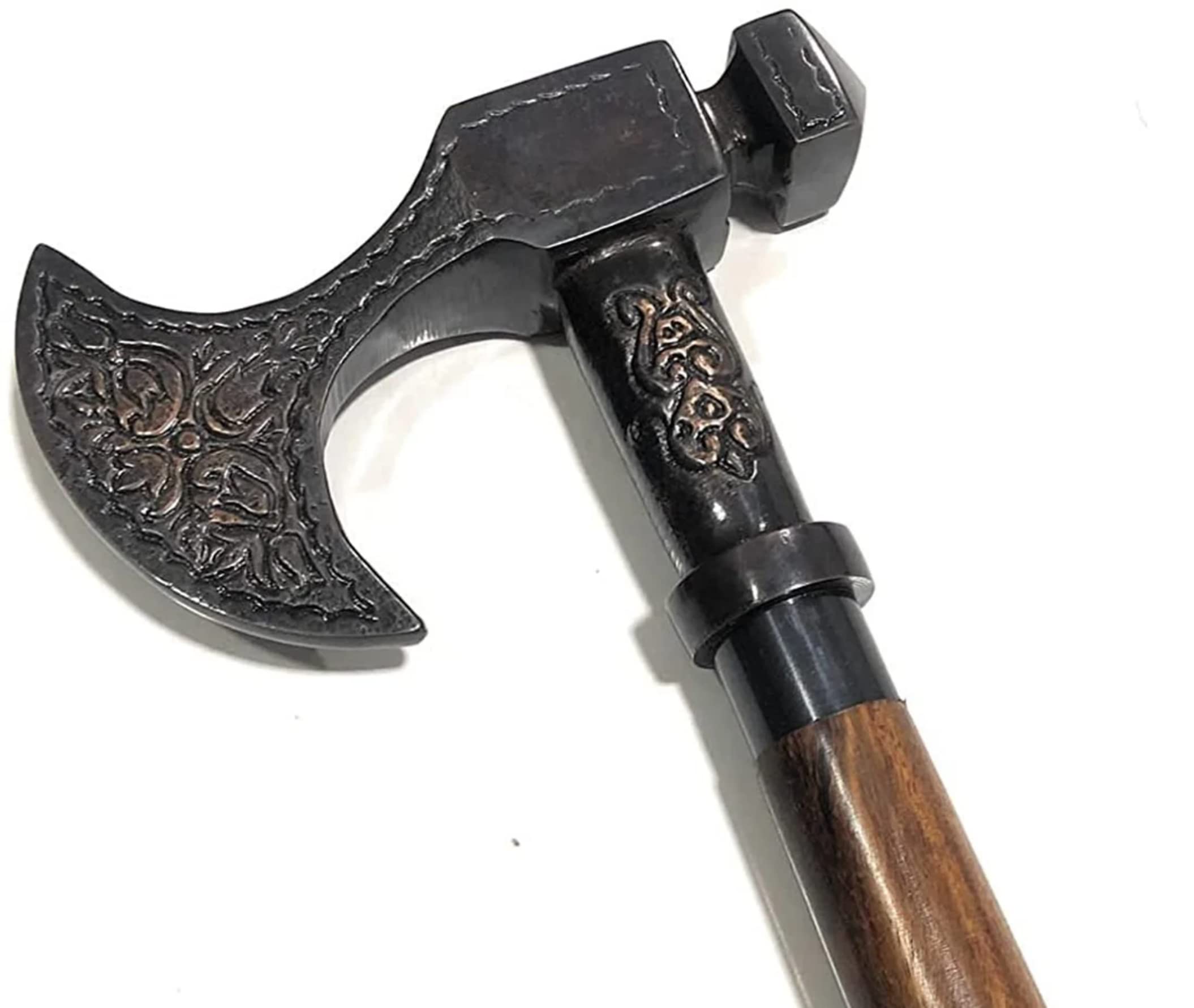 Antyczna vintage drewniana laska wiktoriańska laska mosiężna siekiera uchwyt laska do chodzenia dla dorosłych laska drewniany kij laski prezent