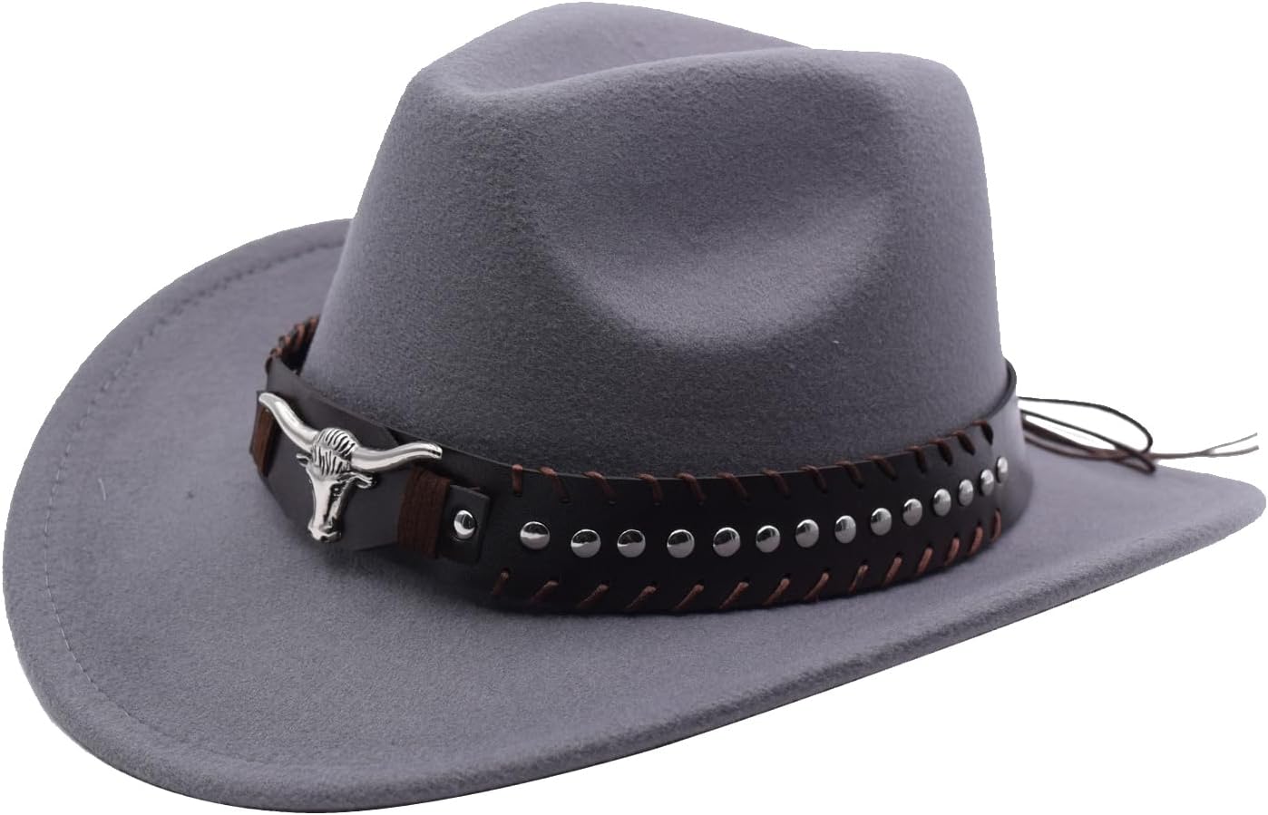Unisex Western Cowboy Hat Fur Felt Cowgirl Hats Wide Brim with Belt Buckle - Image 5