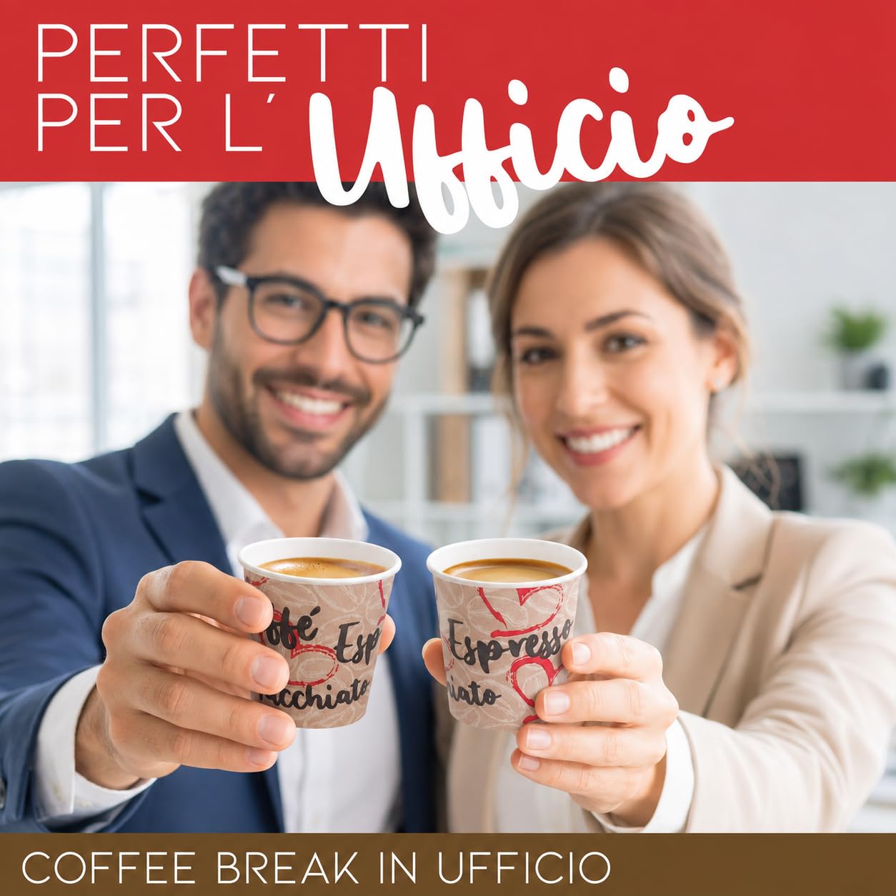 Caffetti 150 Bicchierini Caffè Carta 90 ml Made in Italy, 3 Stecche da 50 Bicchieri Monouso per Espresso, Tazzine Usa e Getta per Bar, Ufficio, Asporto, Bevande Calde, Tema Cuore