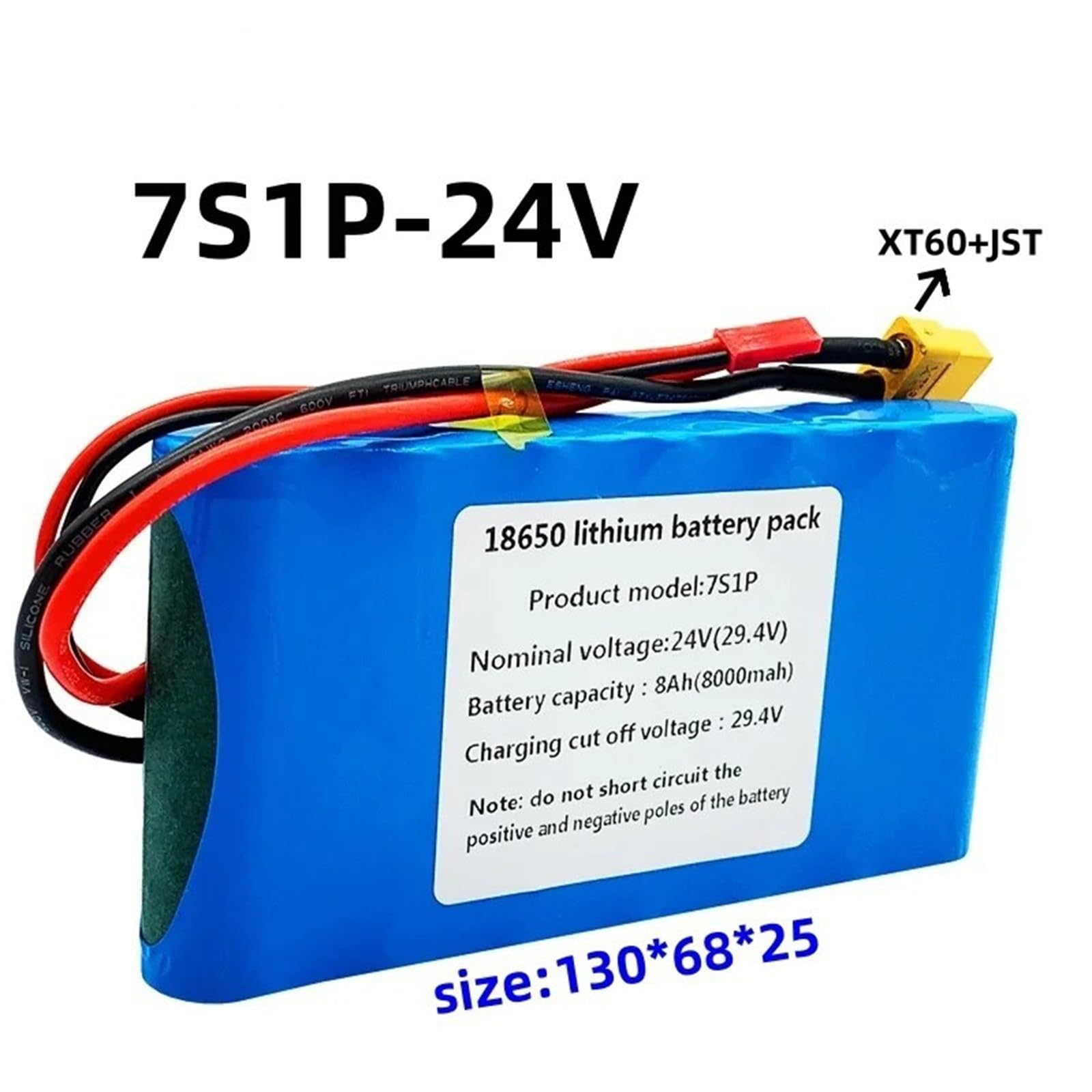 Batería de Bicicleta eléctrica de 24 V y 8000 mAh, batería Recargable de Litio con Cargador y BMS para Equipos de 150 W 8000XT60+JST