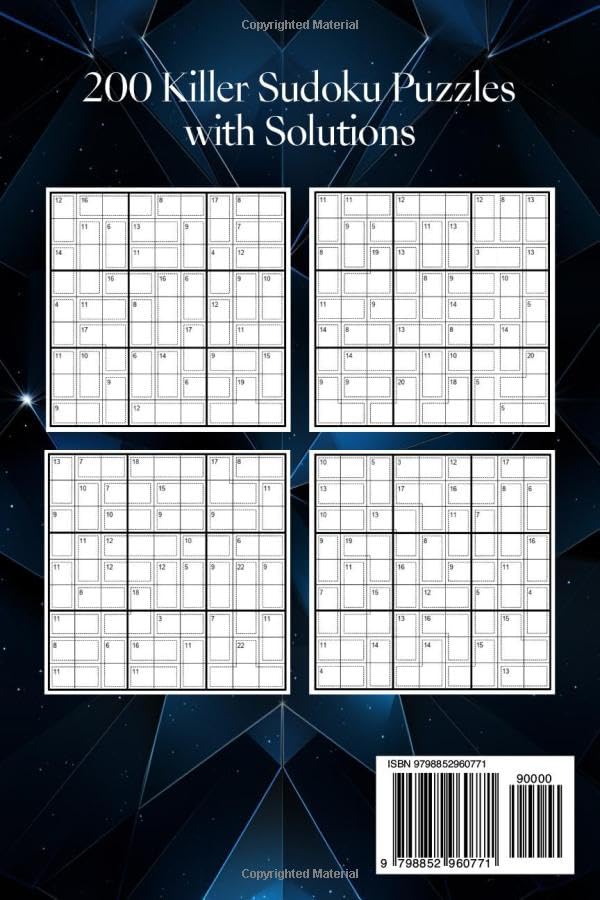 Miniatura 2 de Killer Sudoku Puzzle Book for Adults 200 Medium to Hard Sumdoku with Solutions Large Print Sum Sudoku (2 puzzle per page) Challenge Yourself
