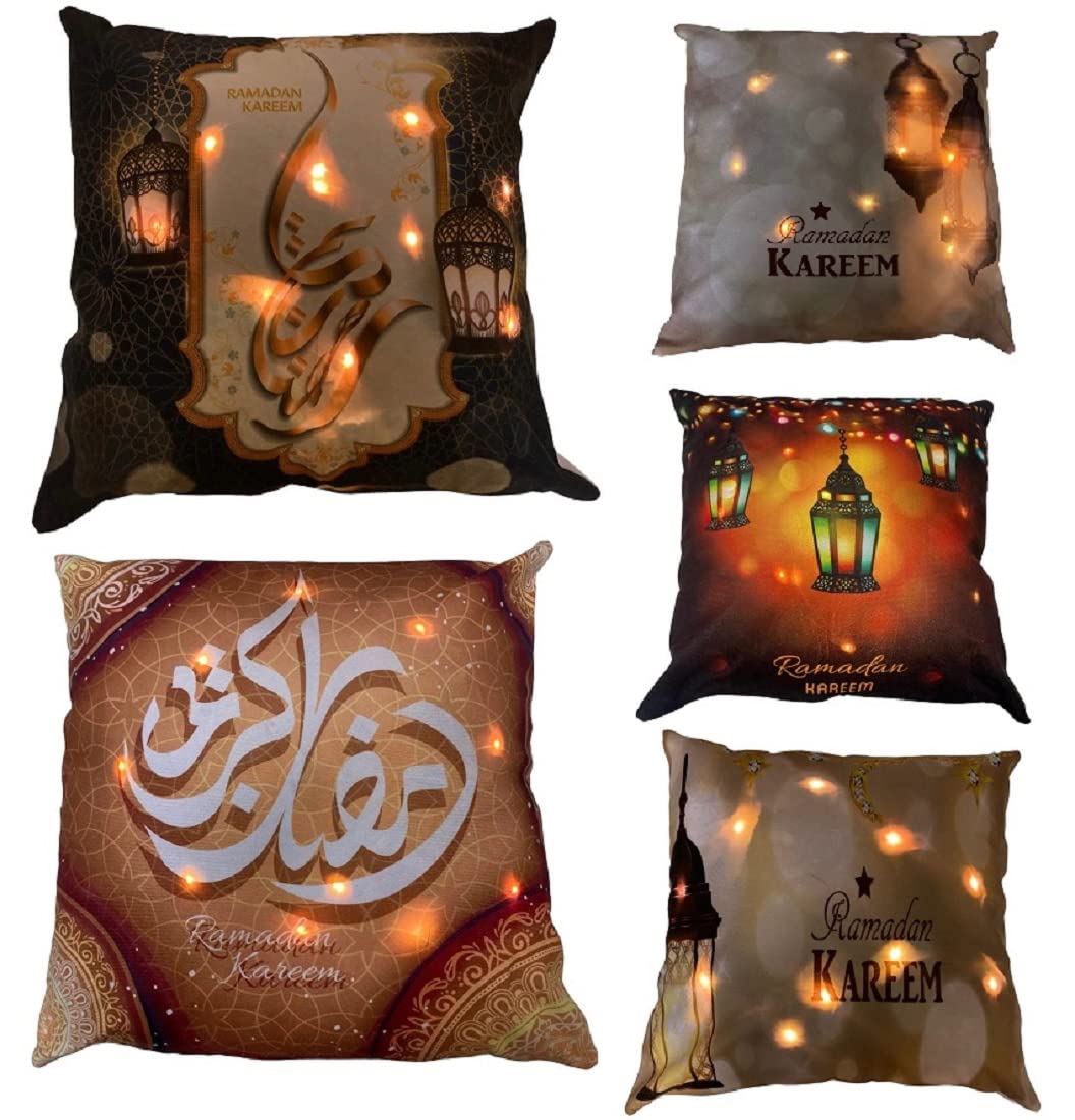 Ramadan Decorations 2 Cushion Cover 45 x 45 cm with LED light (CREAM)