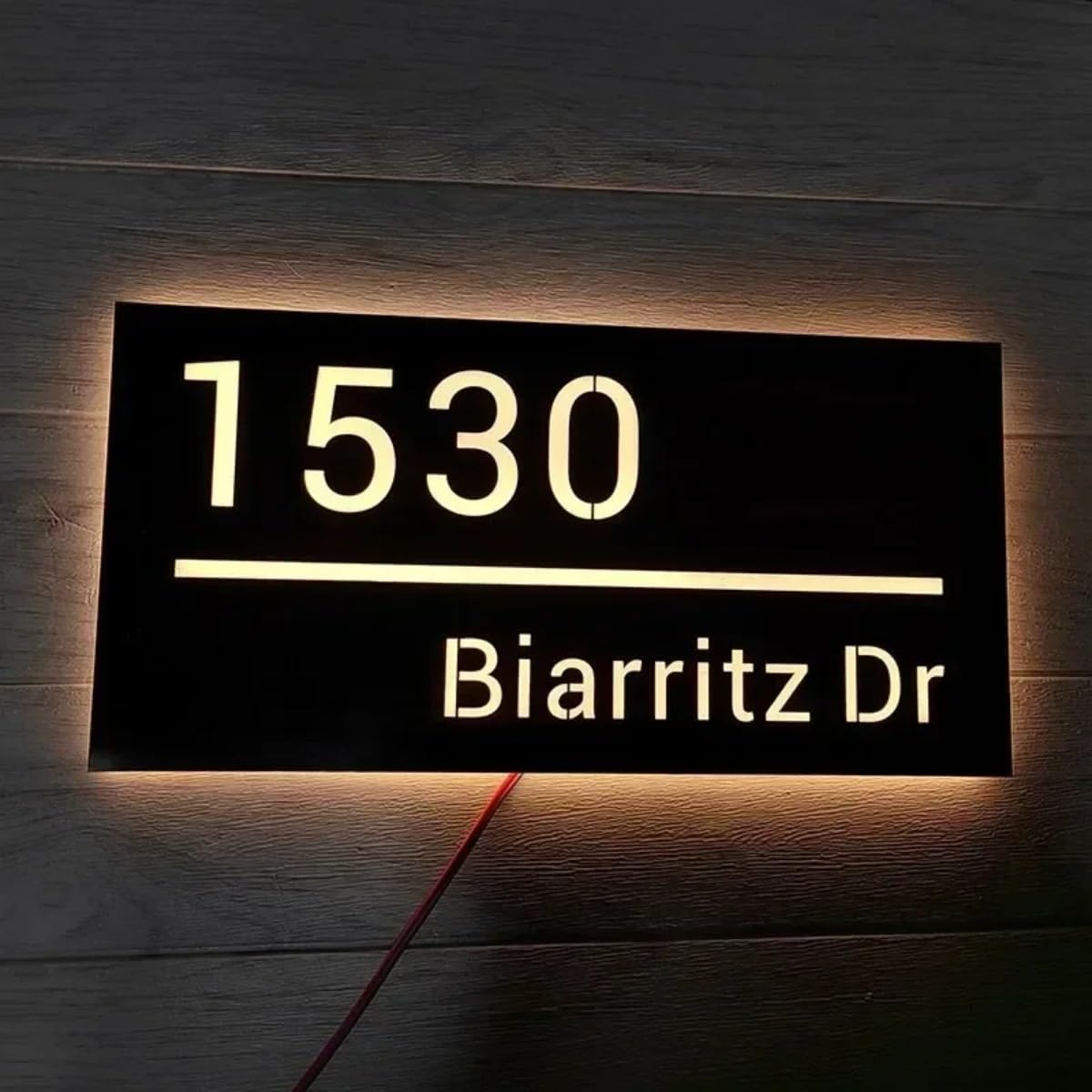 Individuelle LED-Hausnummer, beleuchtetes Hausnummernschild, personalisierbar, mit Hintergrundbeleuchtung, Hausnummernschild (mehrfarbig)