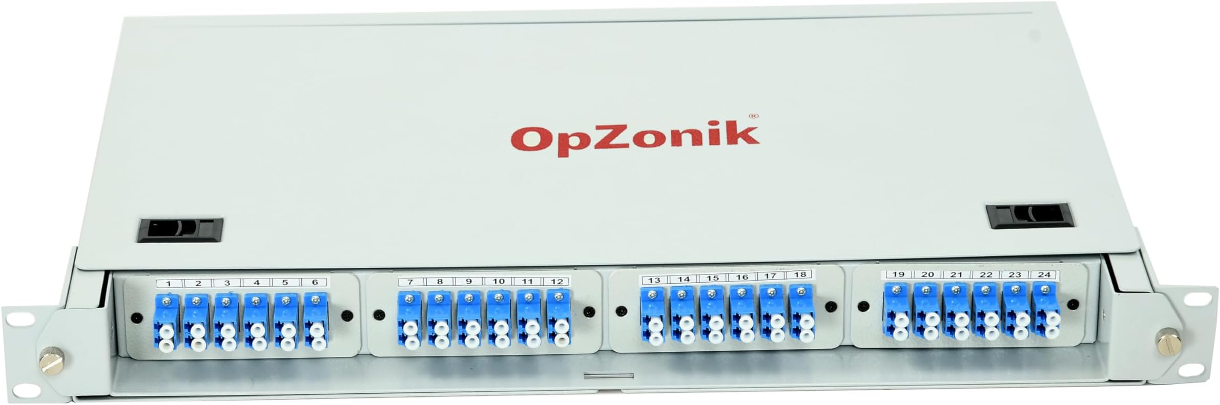 24 Port Fiber Optic Rackmount Enclosure Box Fiber Patch Panel LC Singlemode 1U Fiber Optic Terminal Box with Pigtails & Couplers Telescoping Sliding Style – 19” Fiber Distribution Panel