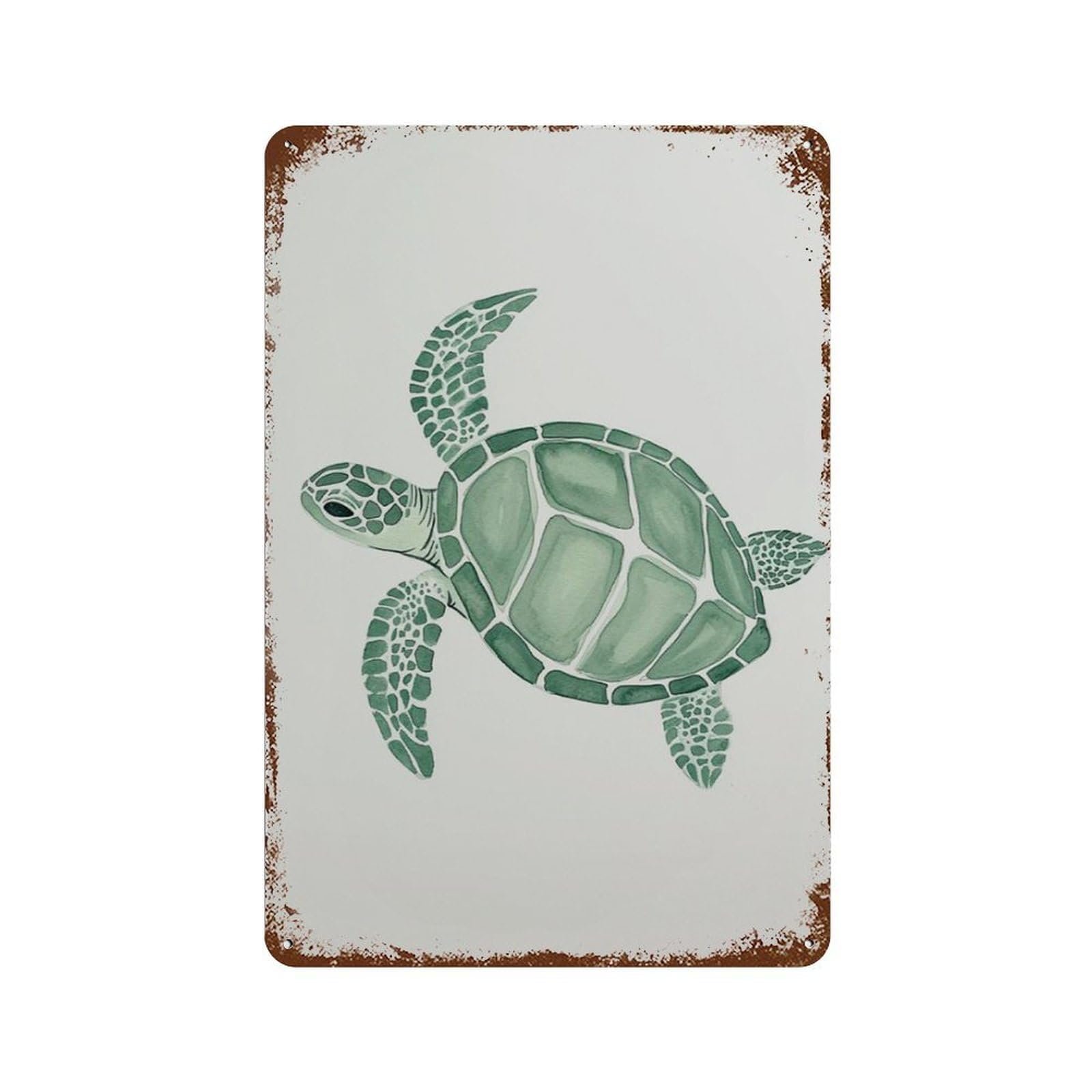 xiaoxiaoshen Green Sea Turtle Minimal Ocean Coastal Marine Wall Decor Art Metal Tin Poster Modern Home Decor Art Home Bar Shop Decorations Vintage Sign 30x20cm