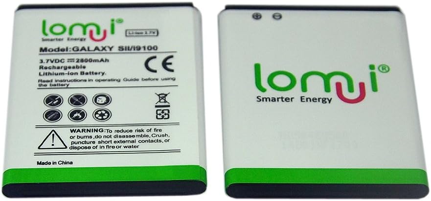 Lomui 2800mAh Li-ion Battery for Samsung Galaxy i9100 i9103 i9105 Samsung Galaxy S2 SII EB-F1A2GBU NOT NFC Capable [6-Month Warranty]