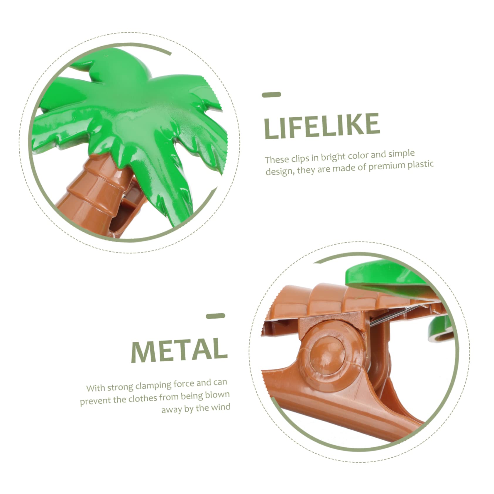 Cabilock 10pièces Clips De Serviette Forme De Palmier Pince De Plage pour Sécuriser Serviettes sur Chaises Longues Accessoire Pratique Anti-Vent pour Séchage De Vêtements Et Tissus