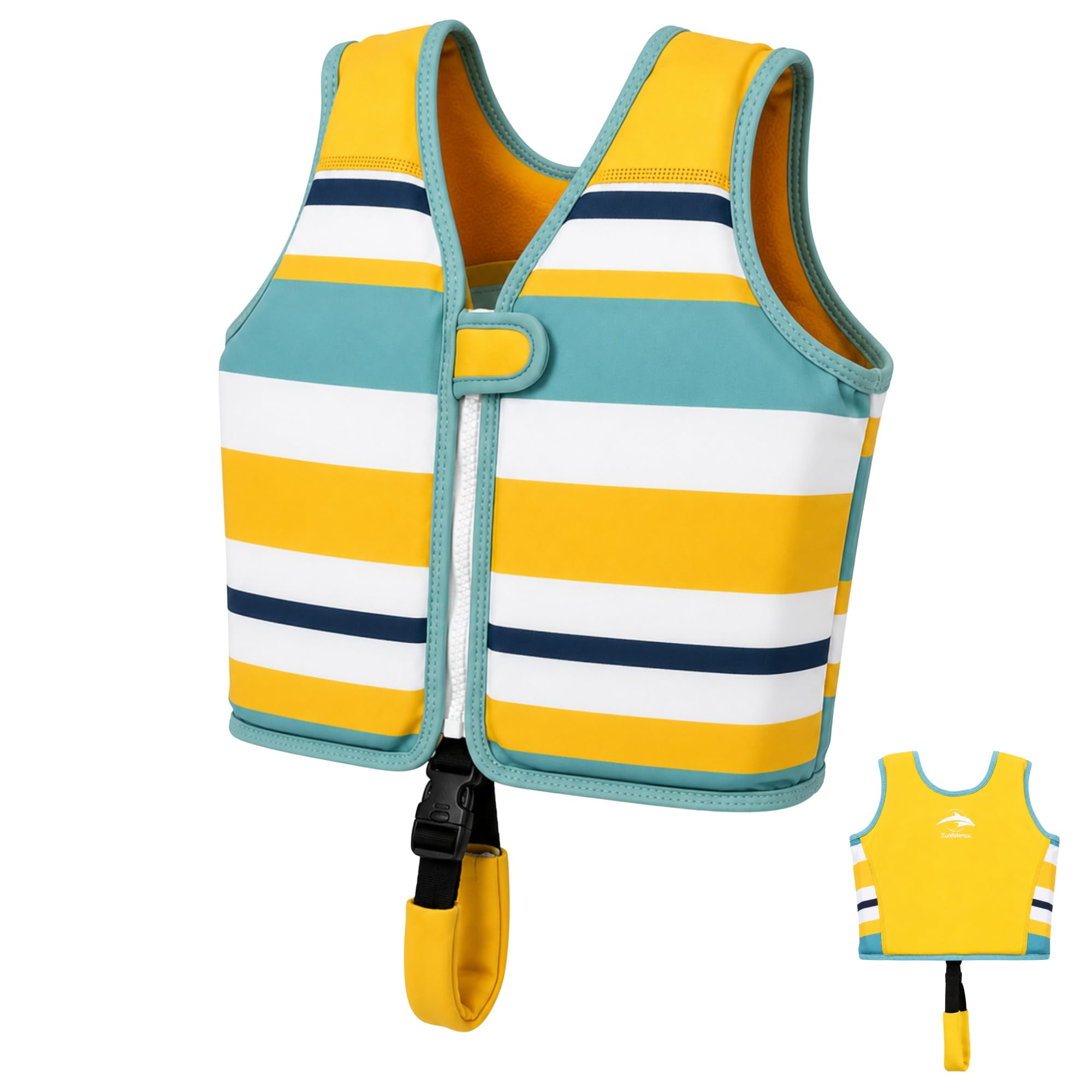 Konfidence e-Flex Swim Vest – Premium Swim Jacket made from Recycled Plastics for Kids, Babies & Toddlers aged 1-6yrs, with Safety Strap (Gelato Mint, 1-3 Years)