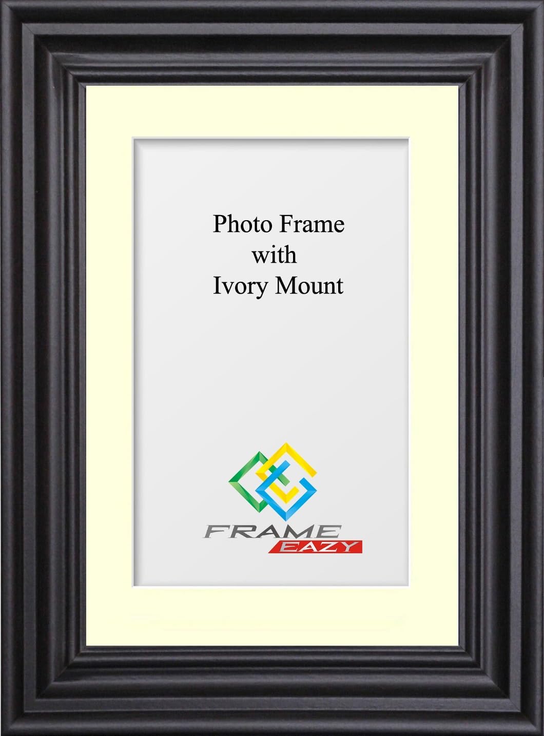FRAME EAZY Black A1 Photo Frame with A2 Ivory Mount to Hang Portrait or Landscape - Swept Picture Frame With Safe Perspex Front - A1 (84.1 x 59.4) For Picture Size A2 (59.4 x 42.0)
