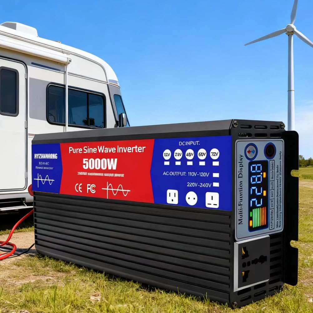 Falownik 72 V do 110 V, falownik sinusoidalny 5000 W, konwerter prądu stałego 12 V/24 V/48 V, 60 V/72 V, konwerter prądu przemiennego 110 V, falownik samochodowy,24V to 240V