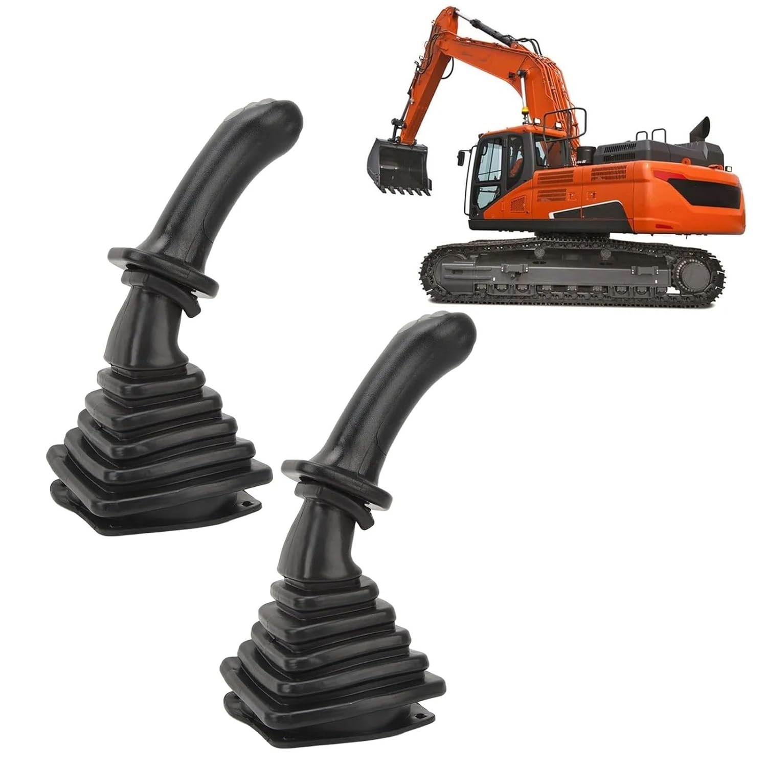 GHHSBO 2Pcs 3 Button Excavator Joystick Handles with Dust Cover Replacement for DX150 215 225 300 370‑9C