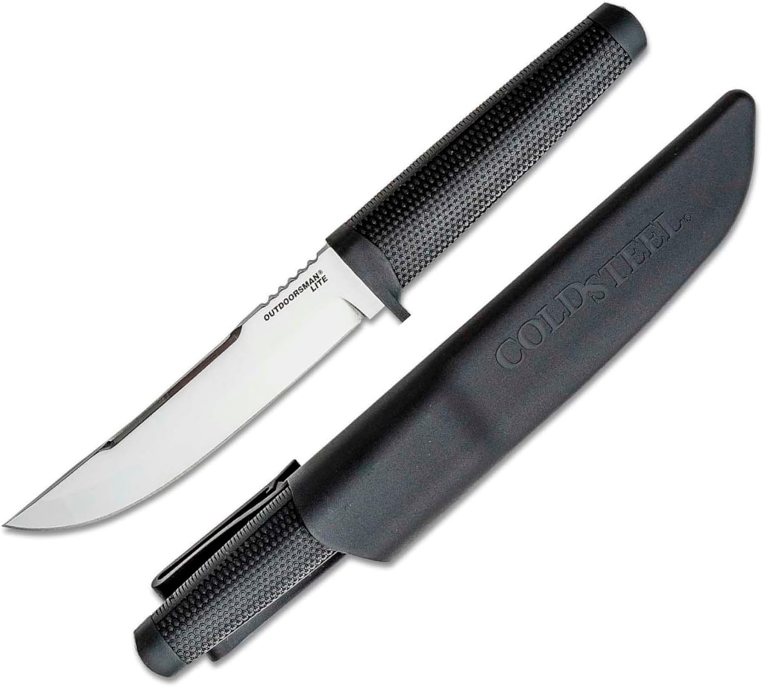 COLD STEEL Outdoorsman Lite Durable Lightweight 4116 Stainless Steel 6" Fixed Blade Tactical Outdoor Hunting Knife, Textured Kraton Handle, Hard Plastic Sheath