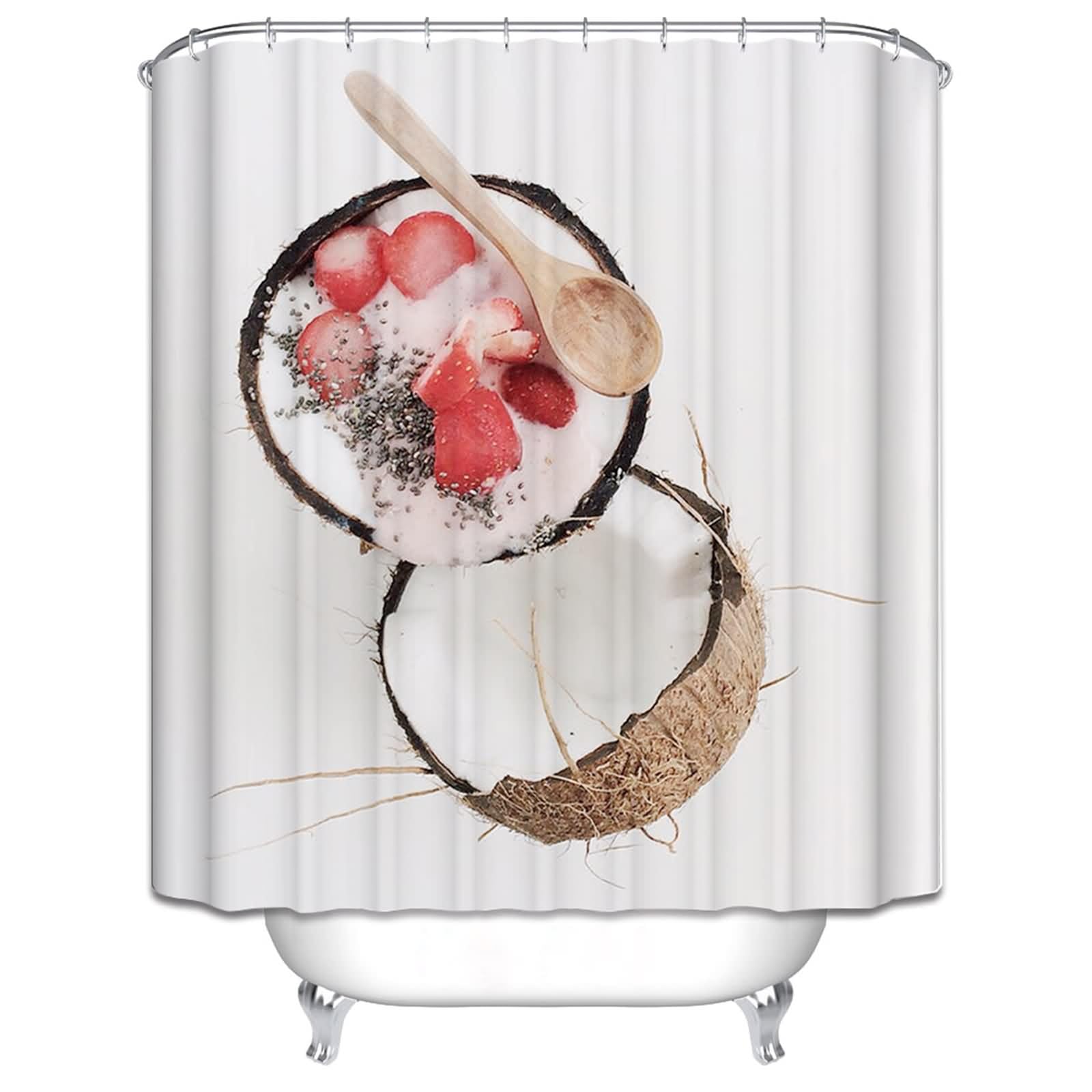 Rideau de douche japonais 220x180cm avec anneaux ronds de salle de bain familiale