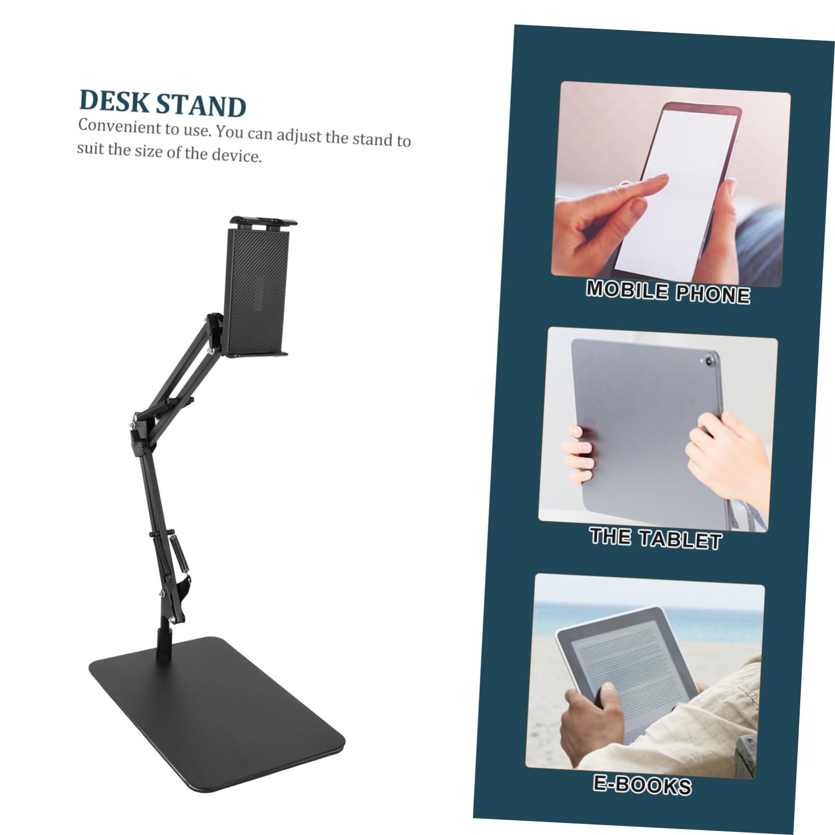 Soporte de Teléfono Ajustable para Escritorio Soporte Práctico para Móviles y Tablets Ergonómico Compatible con Dispositivos Móviles Color Negrono