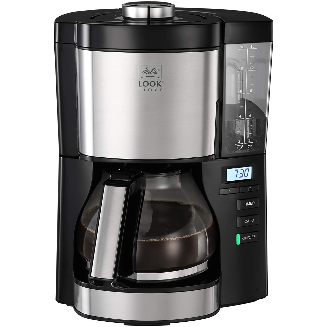 Melitta Macchina da caffè con filtro, modello Look V Timer, numero modello 1025-08, acciaio inossidabile, nero