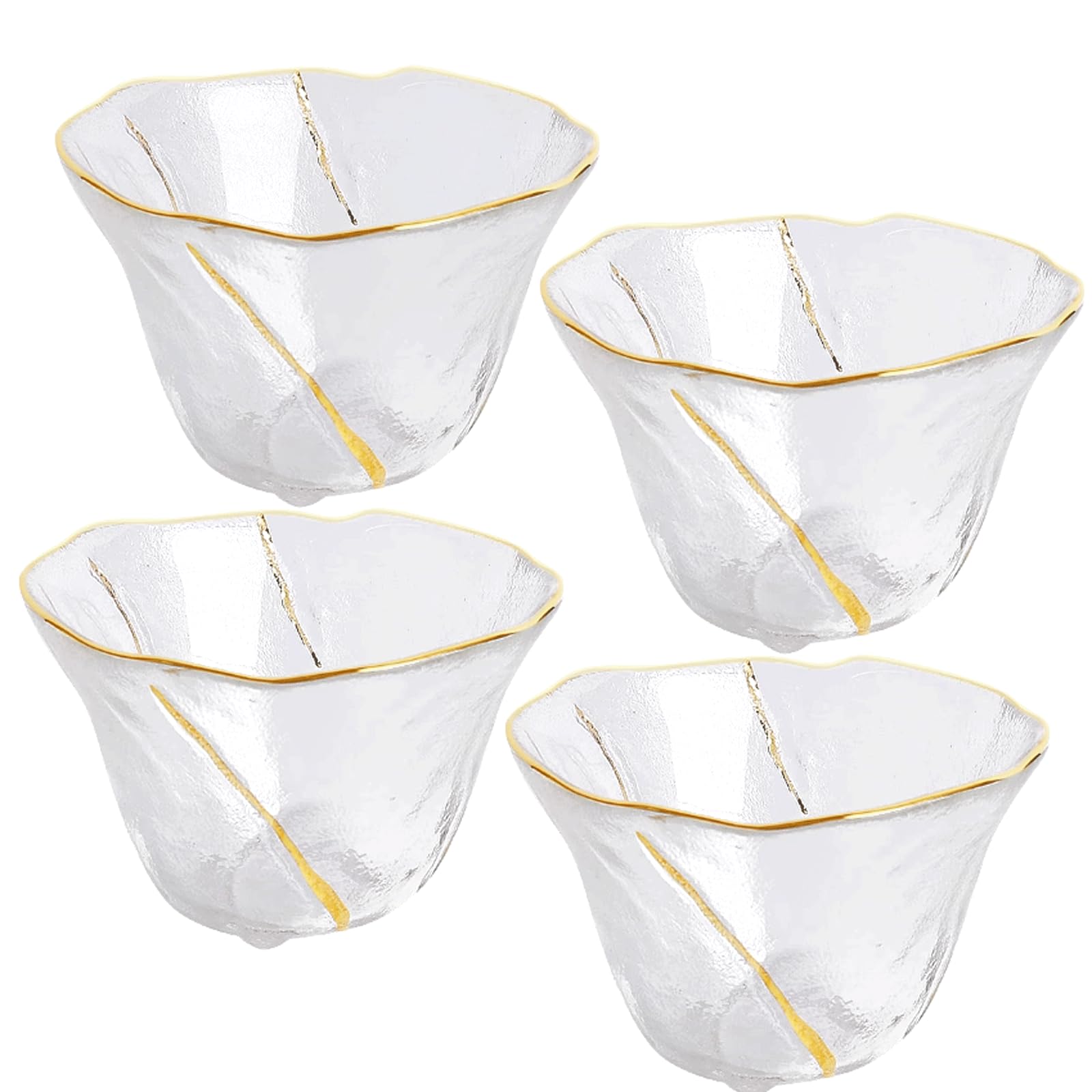 esmen Tasses à thé en Verre Saki, Verres à saké Froid Transparent, Ensemble de Service, Verres à saké Japonais, Tasses pour saké Froid/Chaud/Chaud 4 pièces