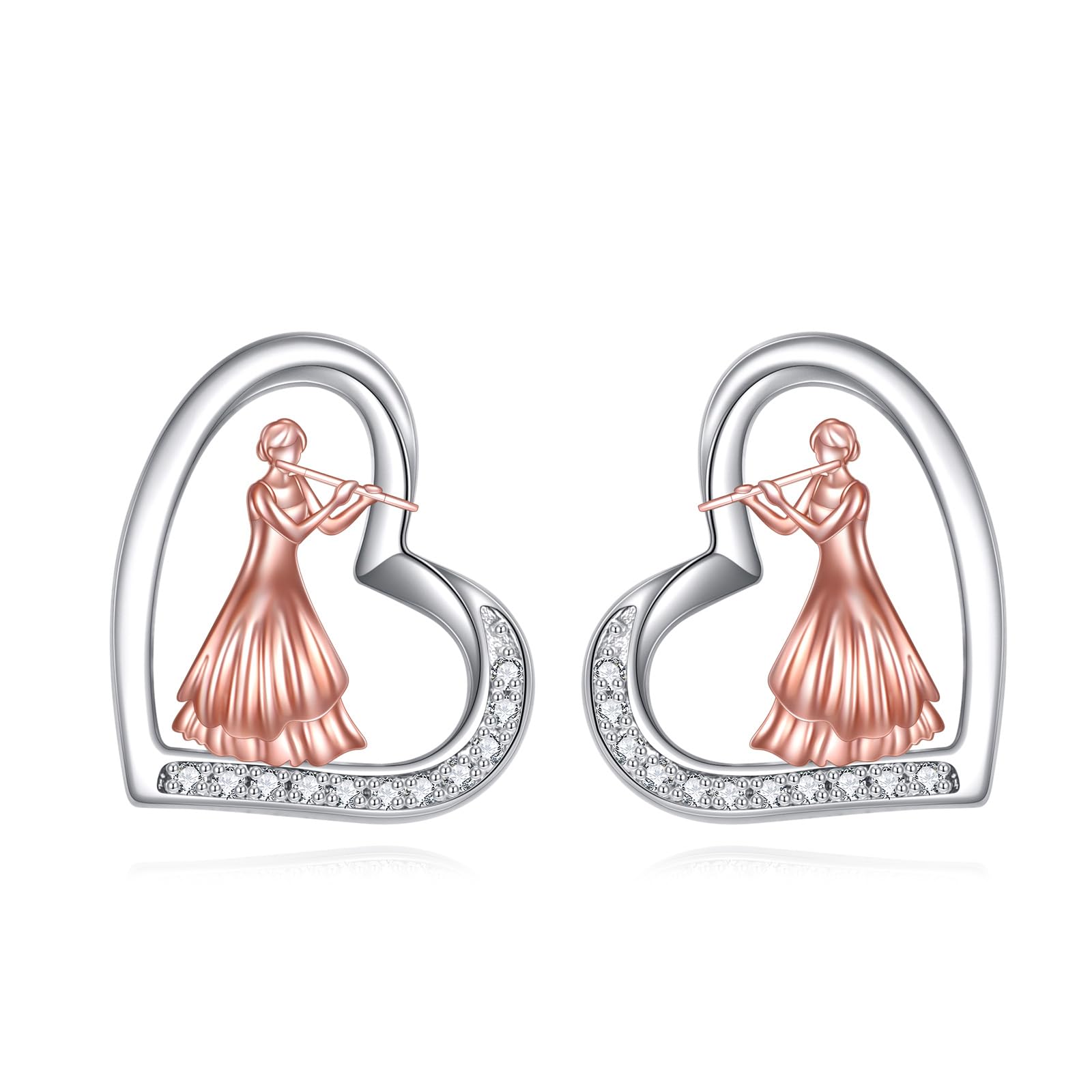 YFN Orecchini a flauto in argento sterling con strumenti musicali, gioielli regalo per donne amanti del flauto