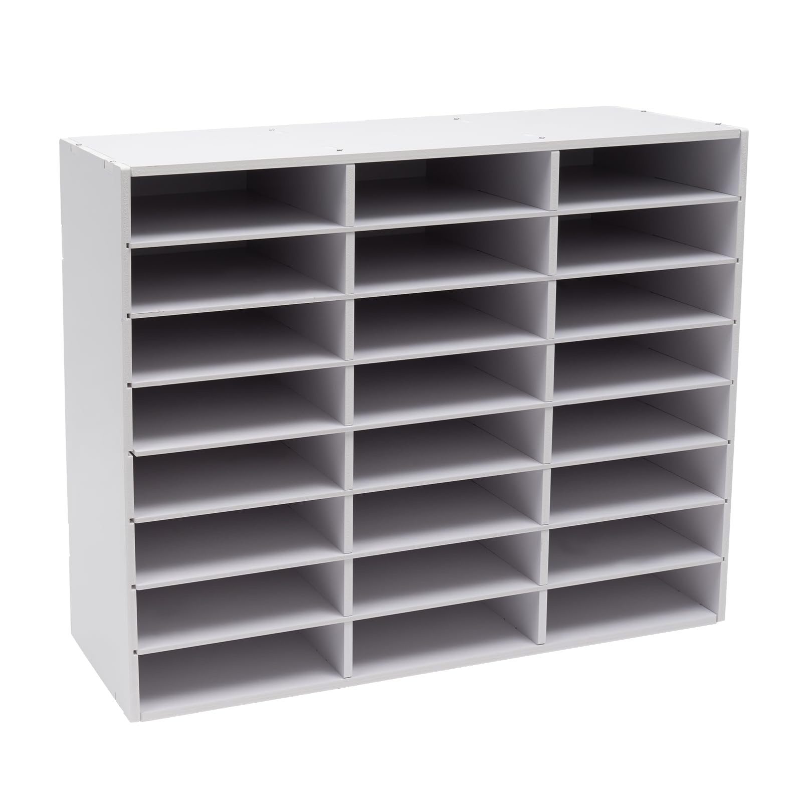 24 Compartments Literature Organizer PVC Office Mailbox with Adjustable Shelves Desktop File Sorter Mailbox Paper Storage Cabinet Document Sorters Storage Sorter for Files, Documents, Papers, White