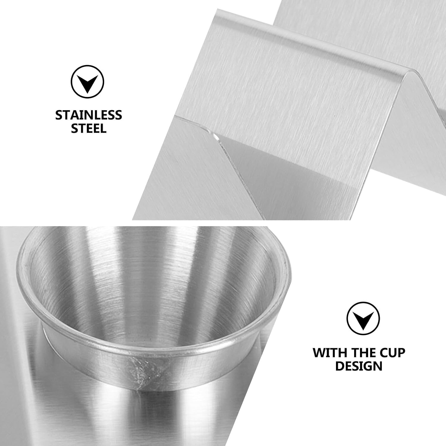 Stainless Steel Taco Holder Rack with Cup, Silver