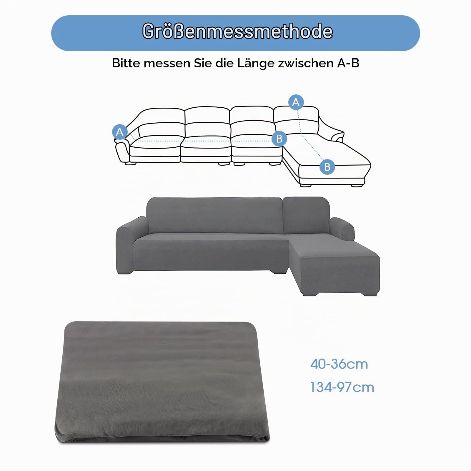 Ejoyous Elastische Sofabezug L Form, Couchbezug Stretch Sofa Schonbezug Schonbezüge Sofa Überwürfe Sofabezug Elastische Stretch für L-Form Sofa 3 + 2 Sitz Ecke Sofabezug (Grau)