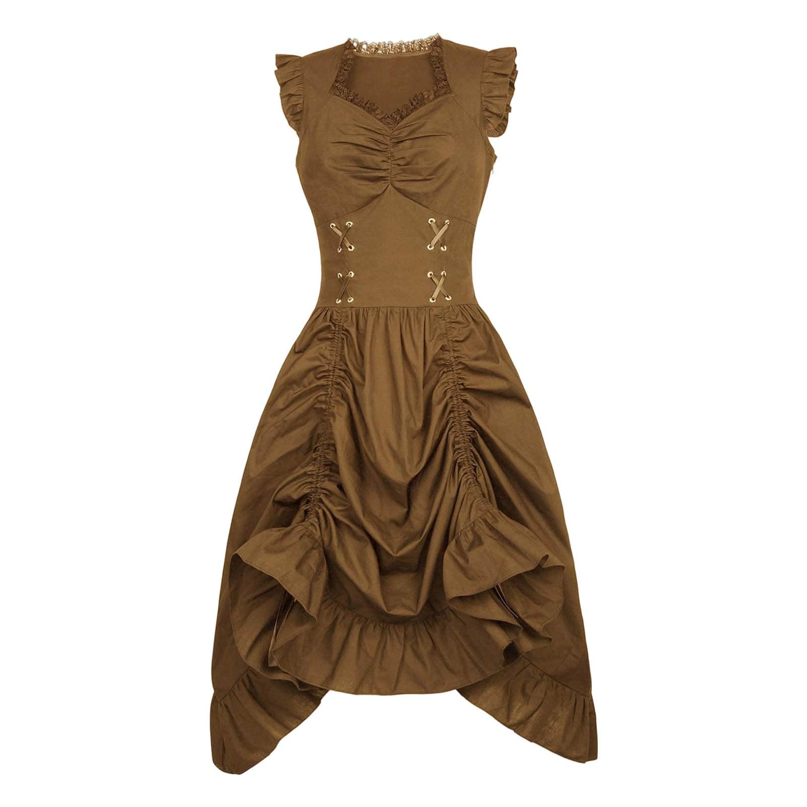 Genérico Vestido Medieval Mujer,Vestido Medieval Renacentista Con Corsé Escote Cuadrado Ajustables Para Dama Disfraz HistóRico Halloween Cosplay CelebracióN TemáTica Elegante
