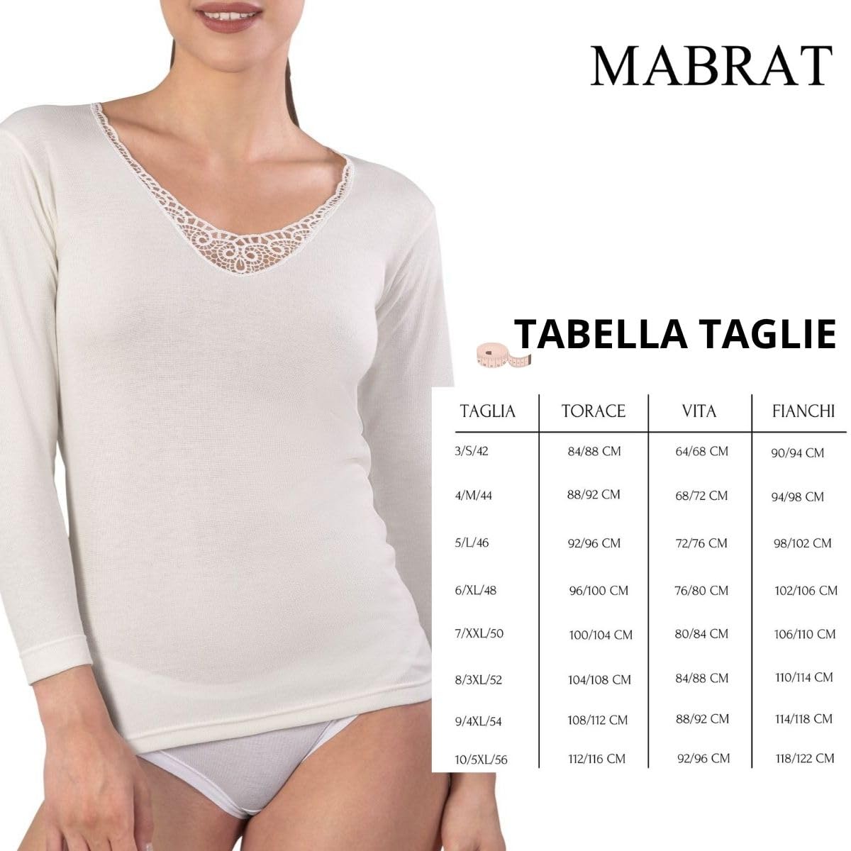 3 Pezzi - Maglia Donna Manica Lunga in Lana e Cotone con macramè – Termoregolante e Morbida – MMDB101 Intimo Elegante e Caldo