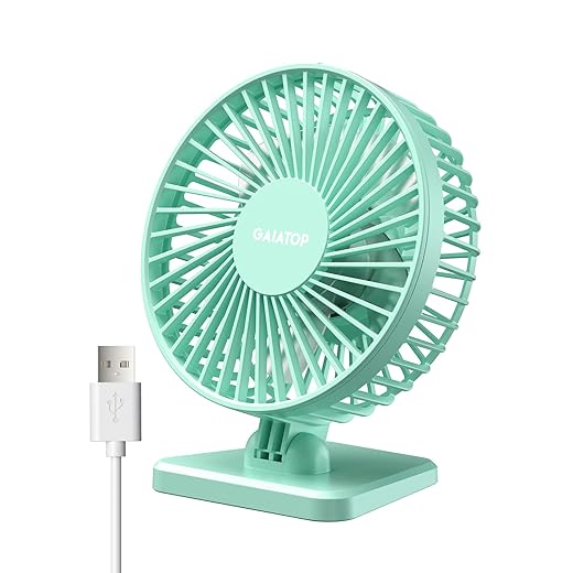 Gaiatop USB Desk Fan, Small But Powerful, Personal Portable Quiet 3 Speeds, Adjustable Mini Table Desktop fan for Cooling Home Office Car Summer Travel Gifts Green