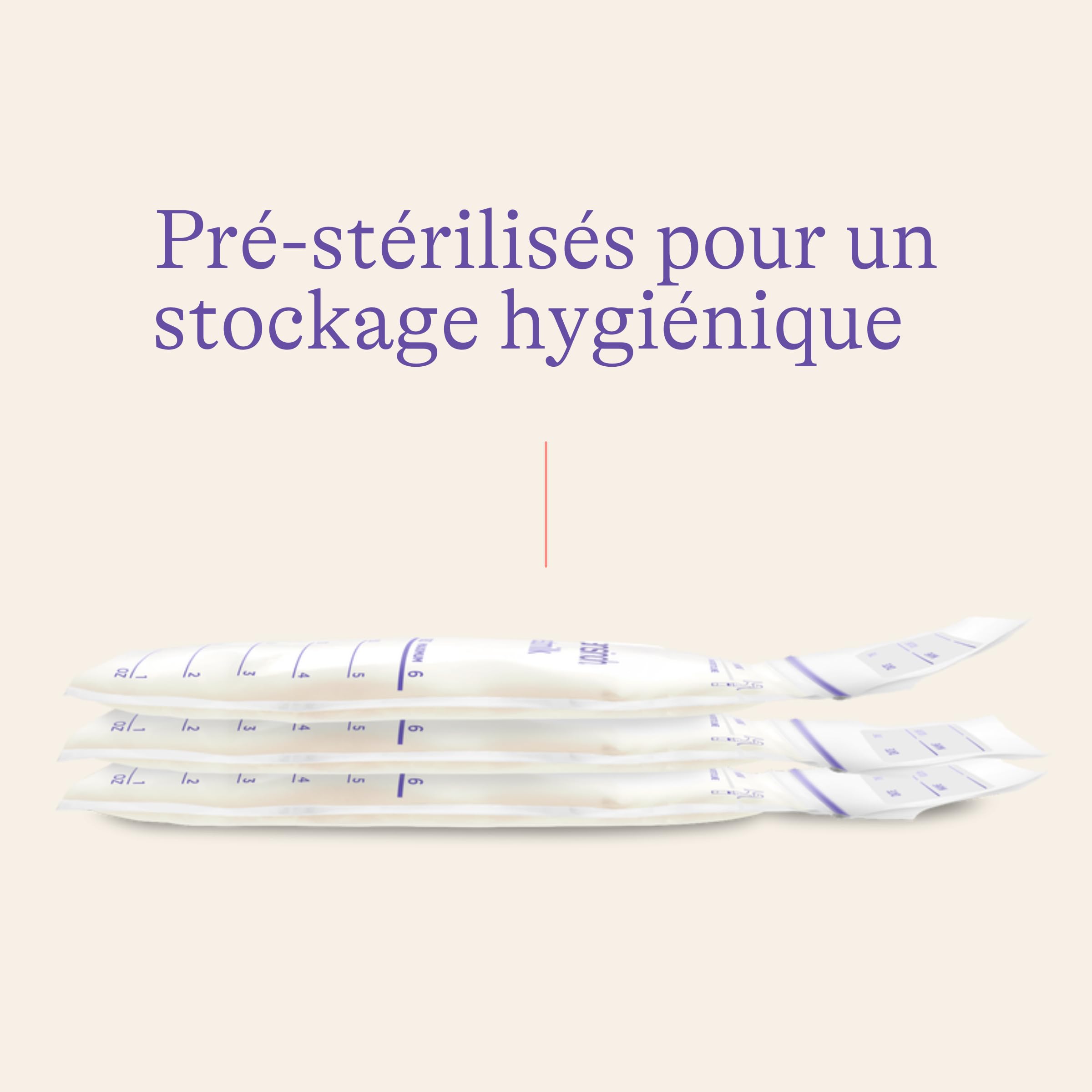 Lansinoh I Sachets Conservation Lait Maternel x50 - Pré-stérilisés - Double Zip Anti-Fuite - Congélation & Réchauffage - Sans BPA - Étiquettes & Graduation - Stockage sûr au frigo ou congélateur