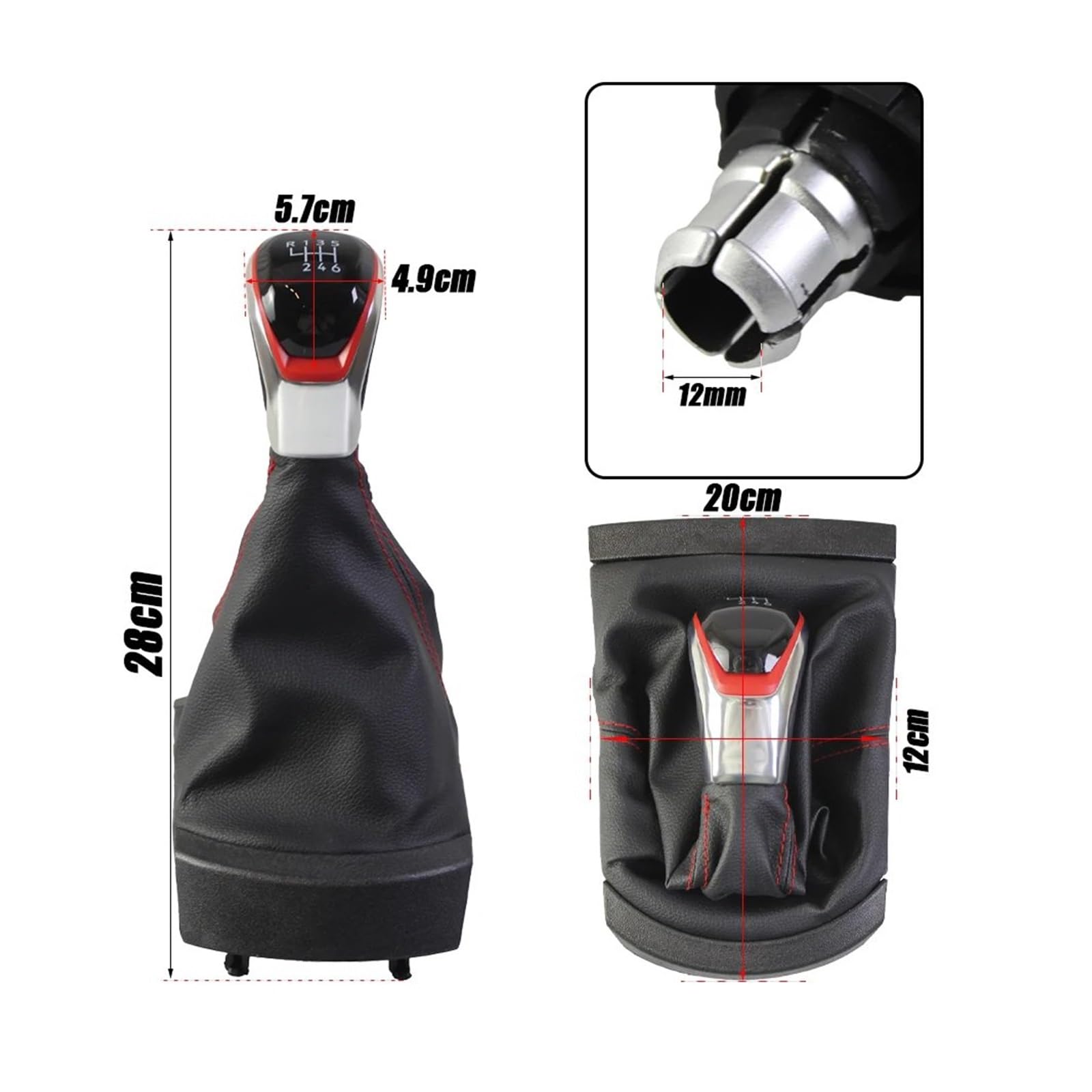 Sportivo Pomello Cambio Per SEAT Ibiza 2002-2010 Rosso/Blu | Plastica ABS/Pelle PU,Impugnatura Ergonomica,Sensazione Confortevole,Cambio Fluida