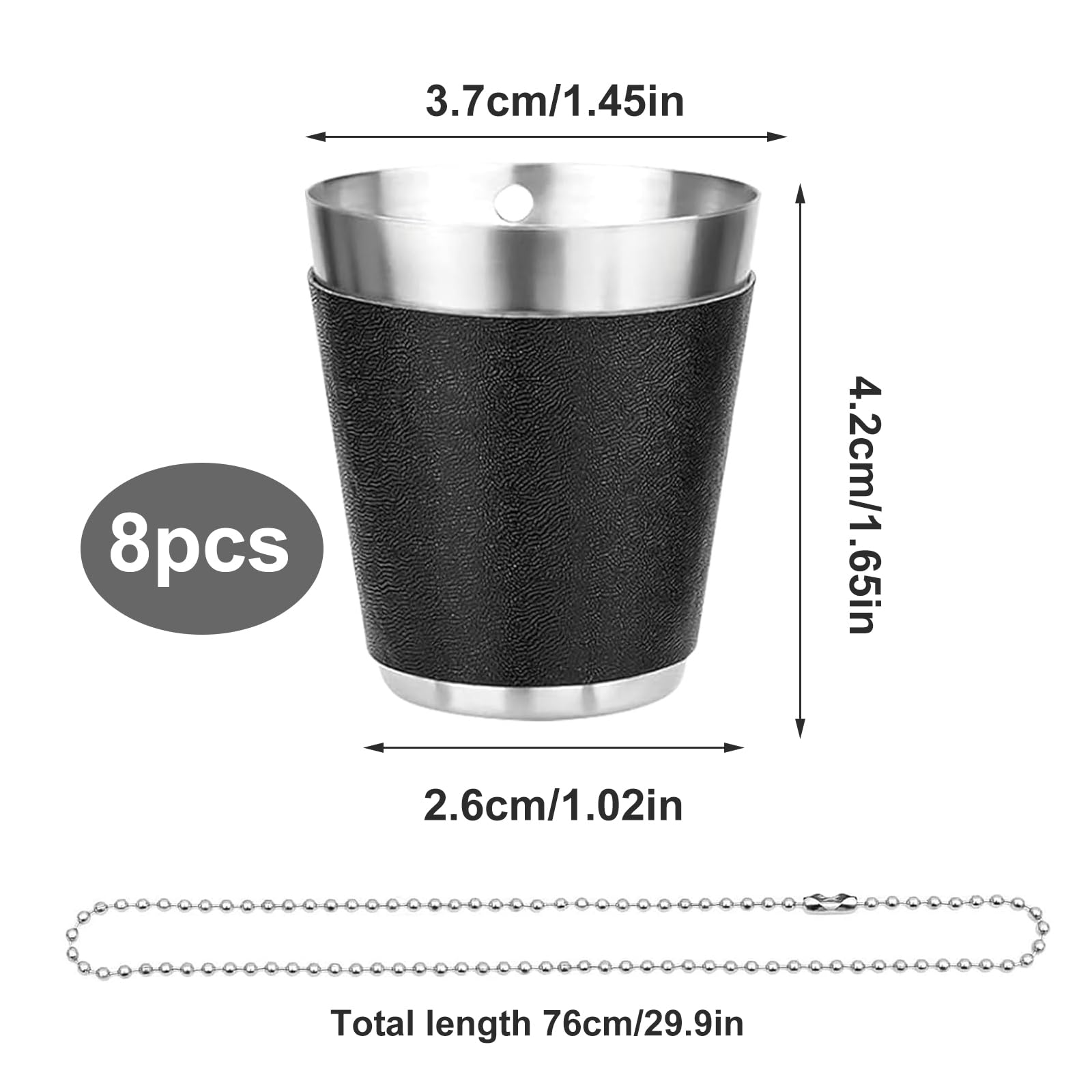 Kieliszki do Wódki ze Stali Nierdzewnej 30 ml z Łańcuszkiem