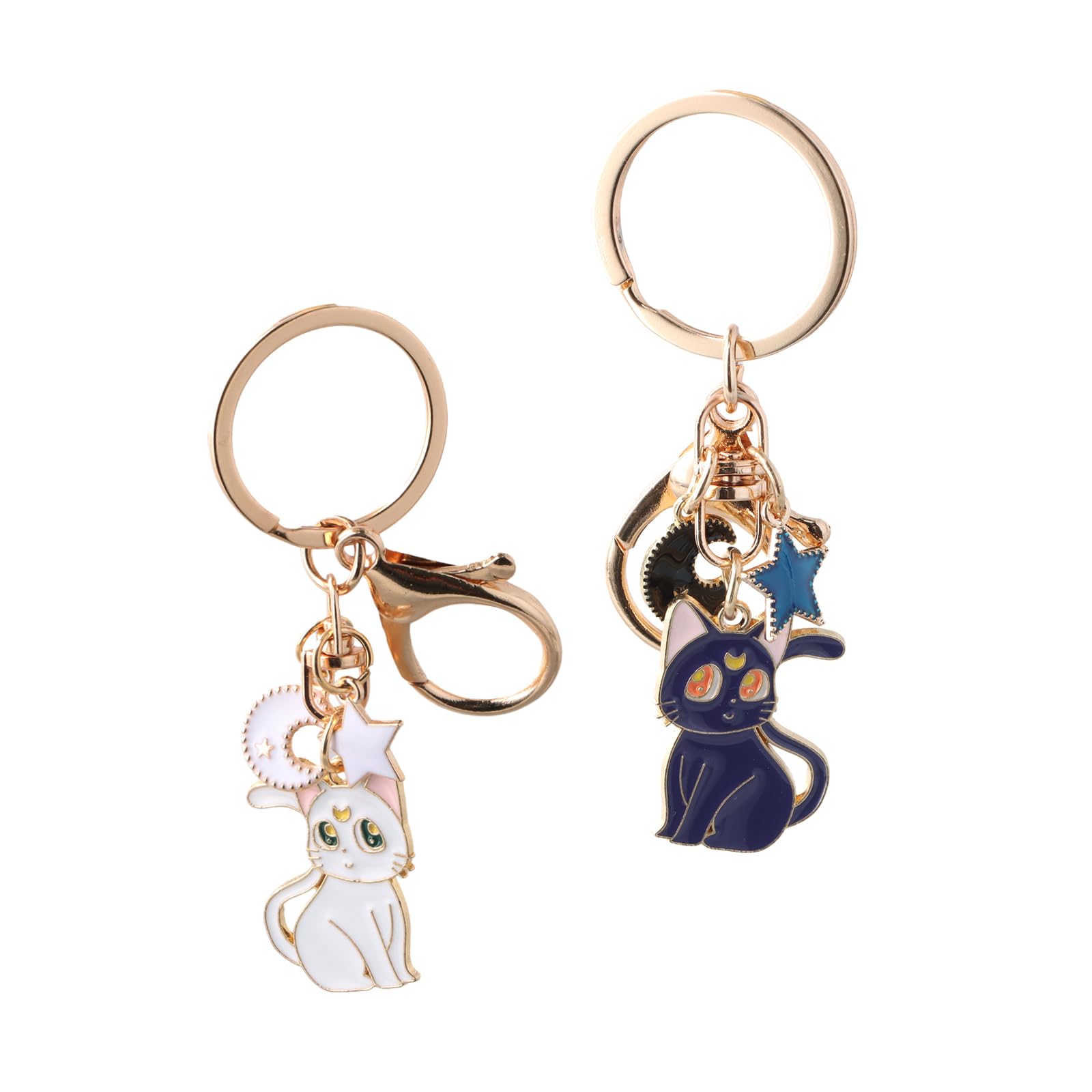 2 Pcs Sailor Moon Keychain Cartoon Cute Magic Cat Keychain Sailor Moon Idea Metal Pendant KeychainCartoon Keyring for Womens Bag Charms Cat Keychains for Women Girls Cat Lovers