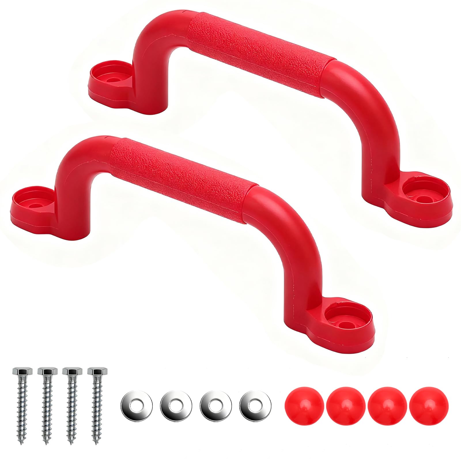 VOSSOT 2 Maniglie per Torre Giochi, Maniglie di Sicurezza in Plastica, Robuste per Bambini da Interno Ed Esterno per Casette da Gioco, Alberi, Strutture per Arrampicata (Rosso)