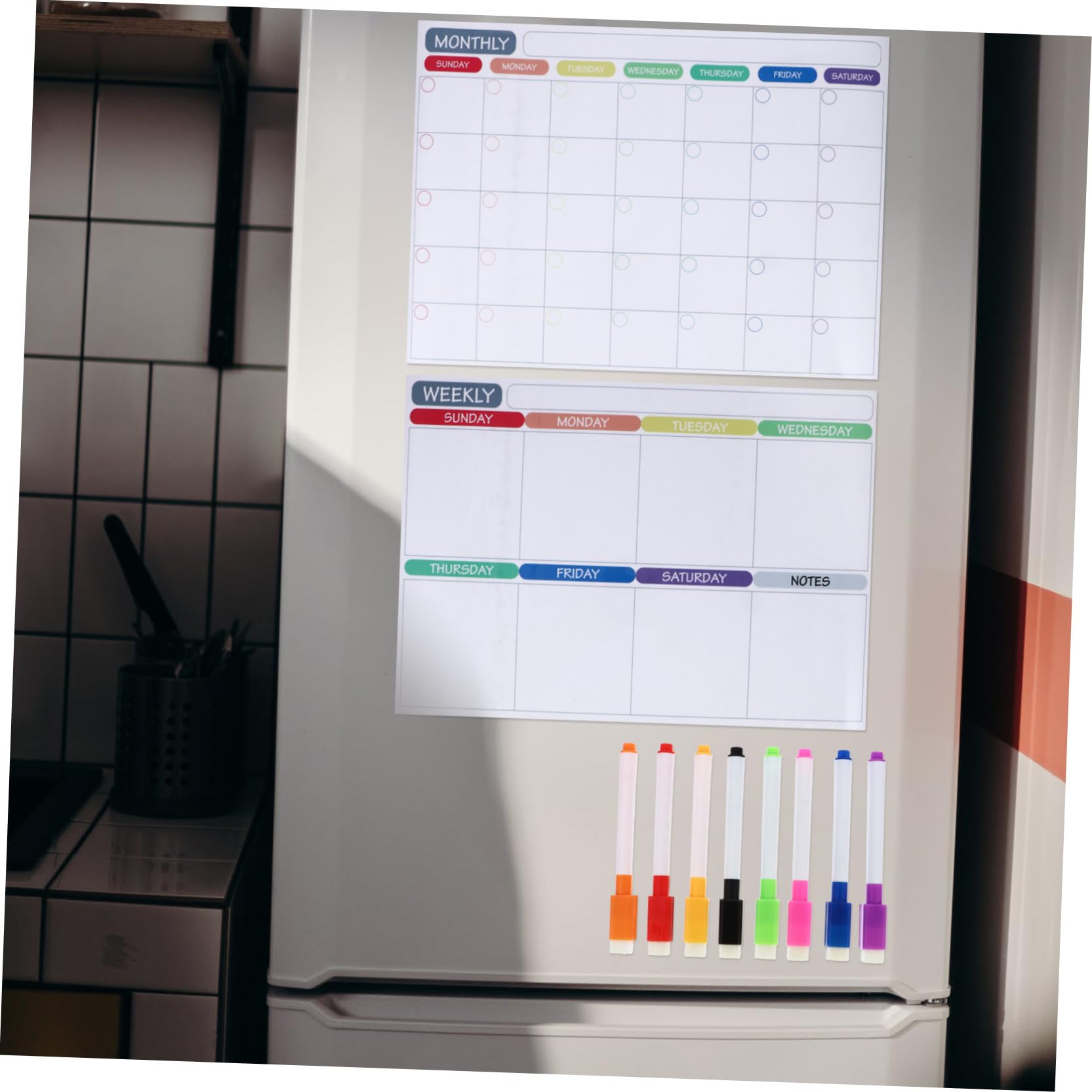 SOLUSTRE 12stücke Teiliges Magnetisches Kühlschrankkalender Abwischbarer Planer Für Wochen Und Monatsübersicht Magnettafel Für Notizen Einkaufslisten Für Fitness Gesundheit