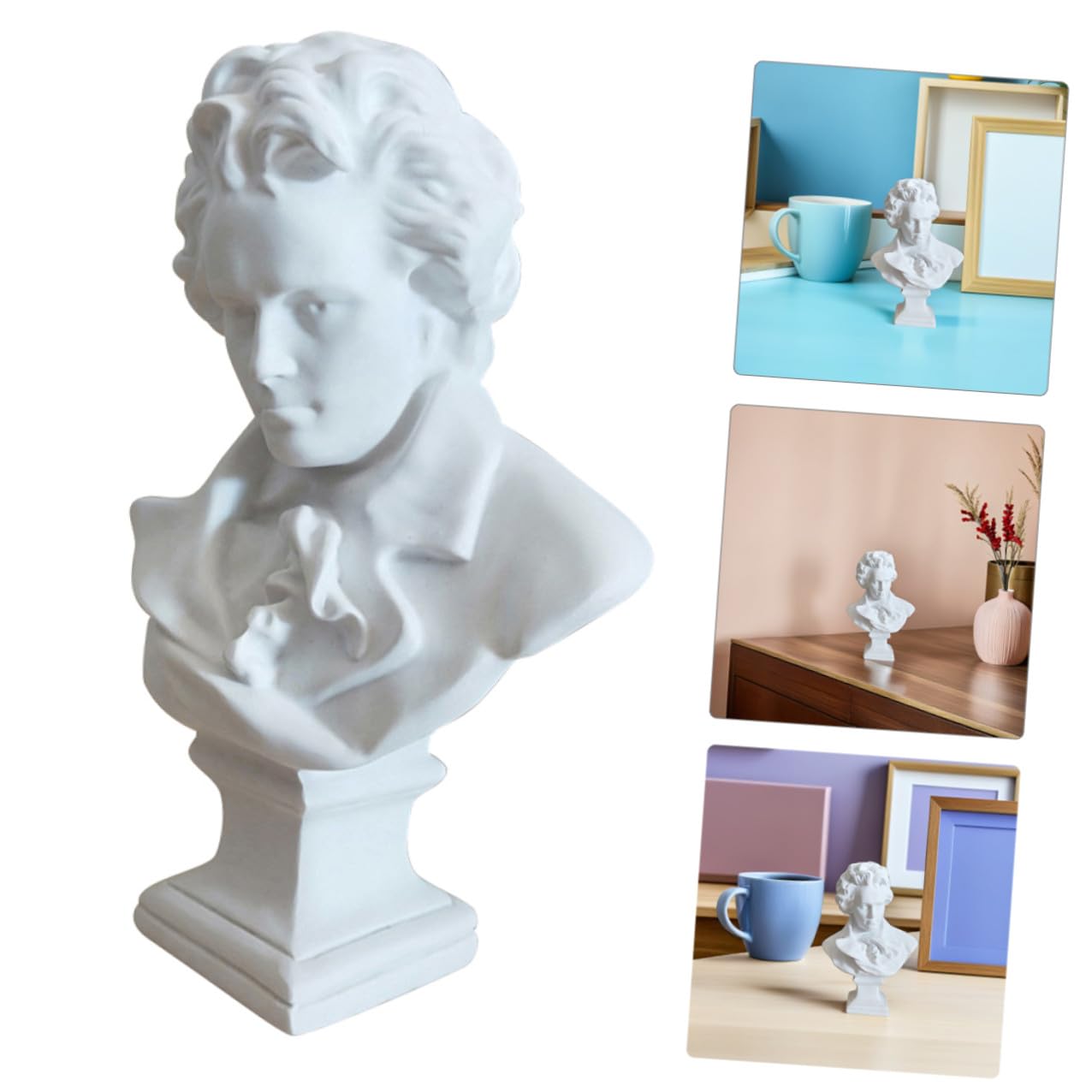 Beavorty Beethoven - Escultura de resina de estilo europeo para decoración del hogar, sala de estar, decoración artística de resina nórdica, estatua de retrato para porche de hotel