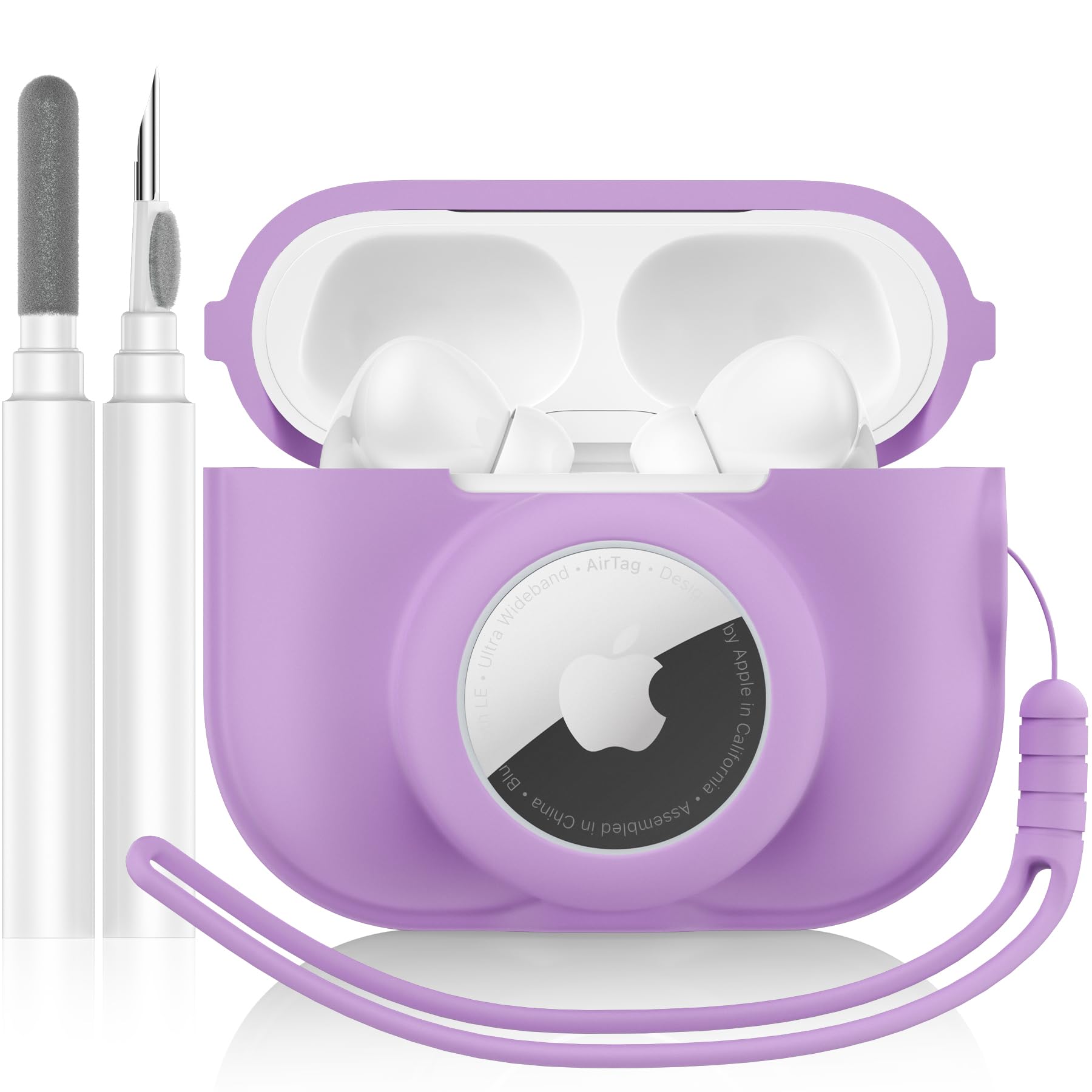 Photo 1 of LDSXAY AirPods Pro 2 & AirTag Silicone Case - Purple