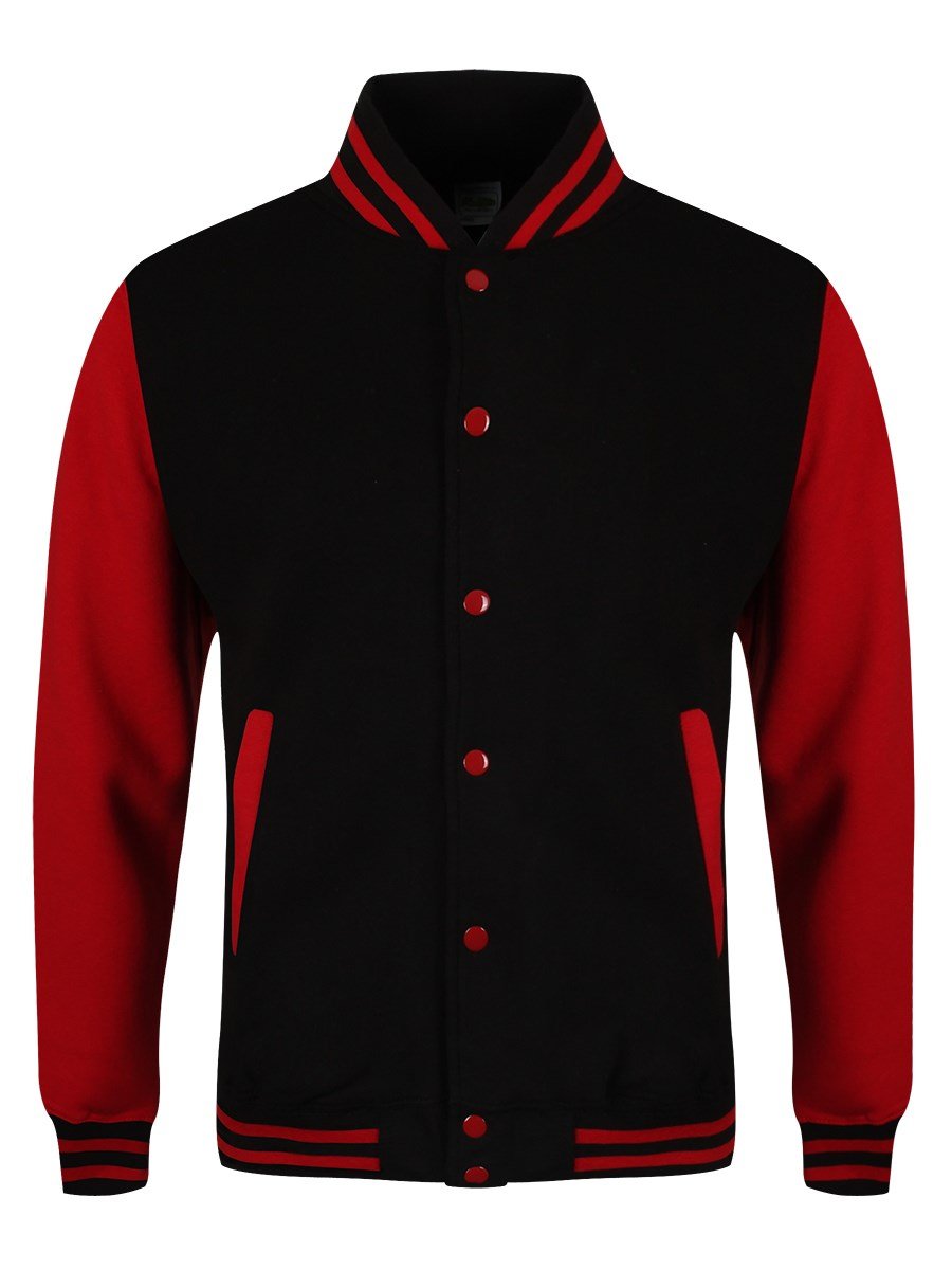 GrindstoreMen's Jet Black and Red Varsity Jacket