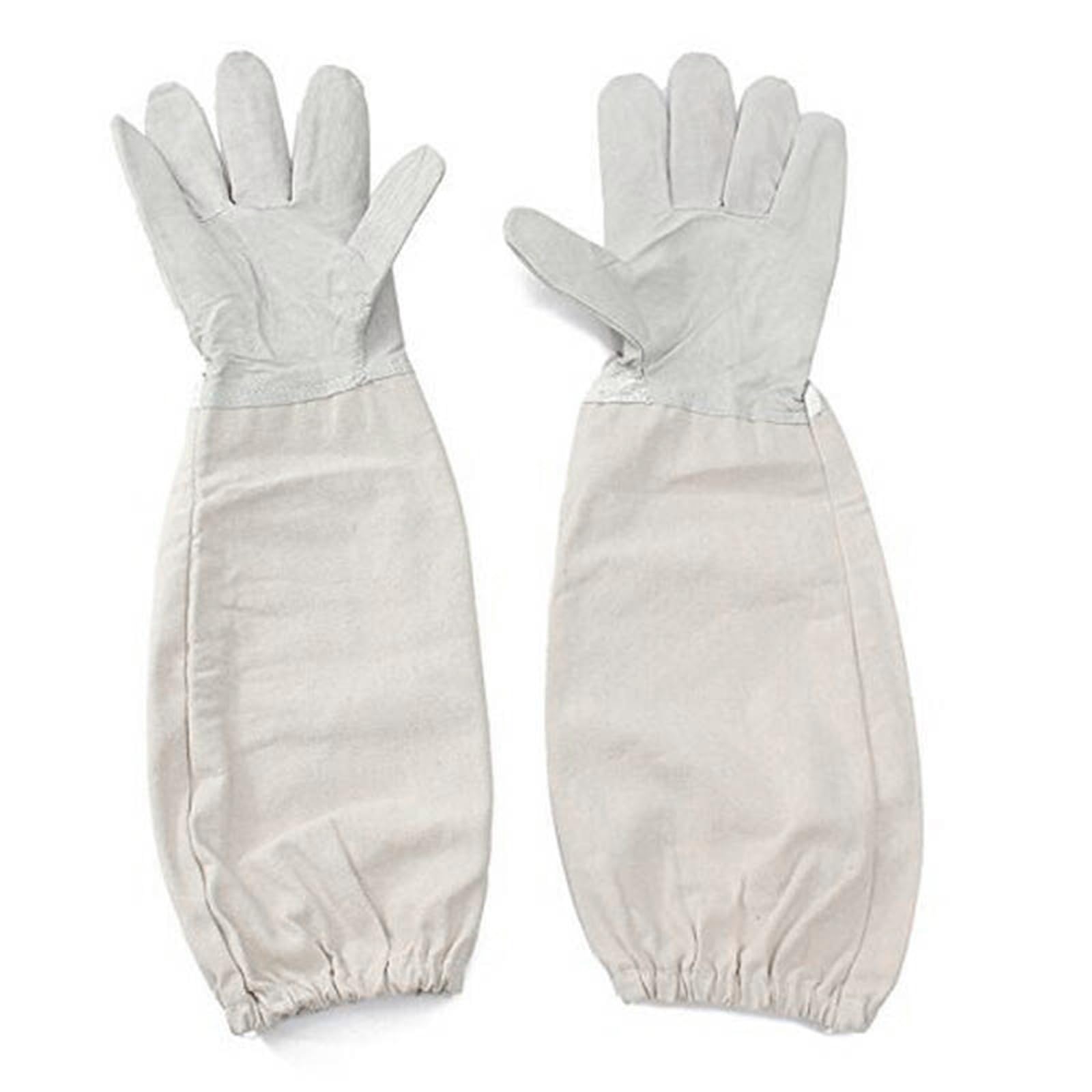 Sheepskin Gloves Beekeeping Equipment Protective Gear Bee-Proof Yellow and White and Linen(Linen White Lambskin XXL)