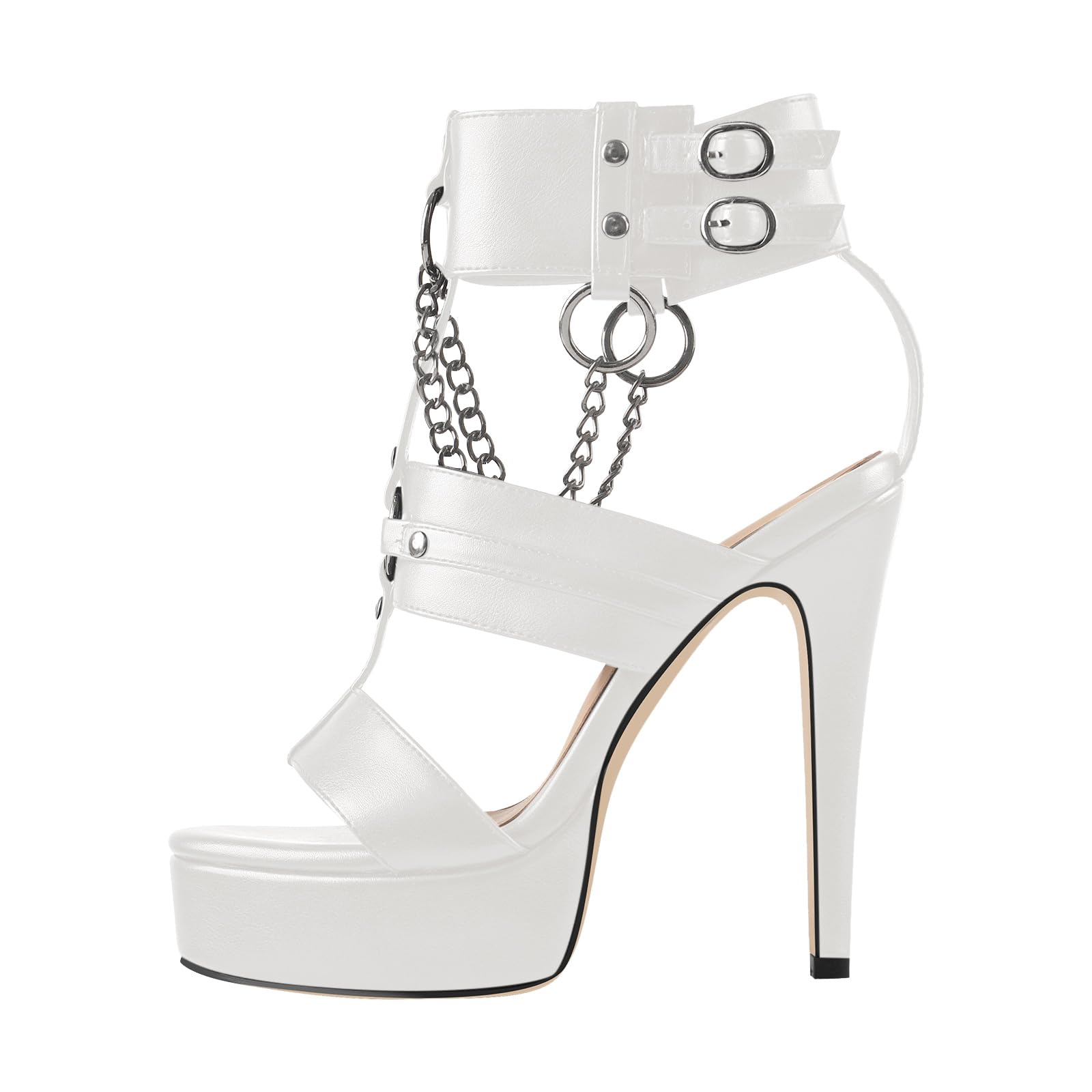 VERISSON Sandales à talons aiguilles à fermeture éclair et bout ouvert pour femme - Pour bal de fin d'année, soirée habillée