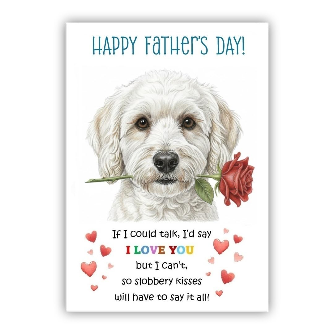 Father’s Day Card From the Dog. Adorable Fathers Day Pet Card. Many Breeds Available. (• Cockapoo white– Cockerpoo)