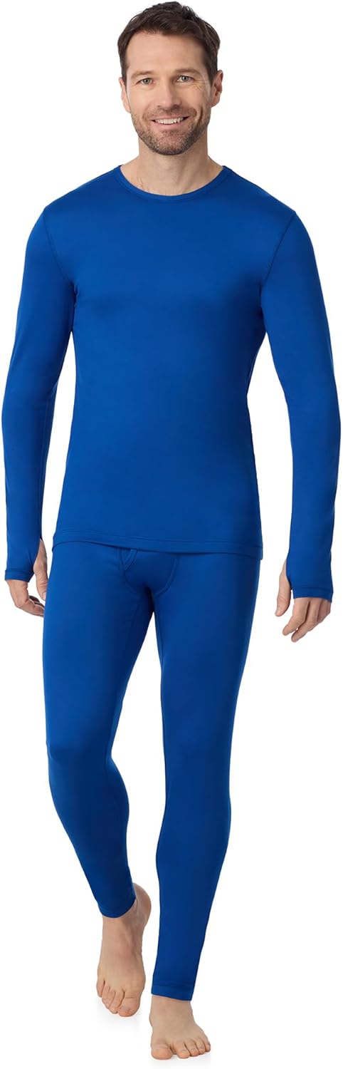 Cuddl Duds Mens Lightweight & Breathable Everyday Active Base Layer Set - Long Sleeve Top & Leggings - Lounge Sets for Men