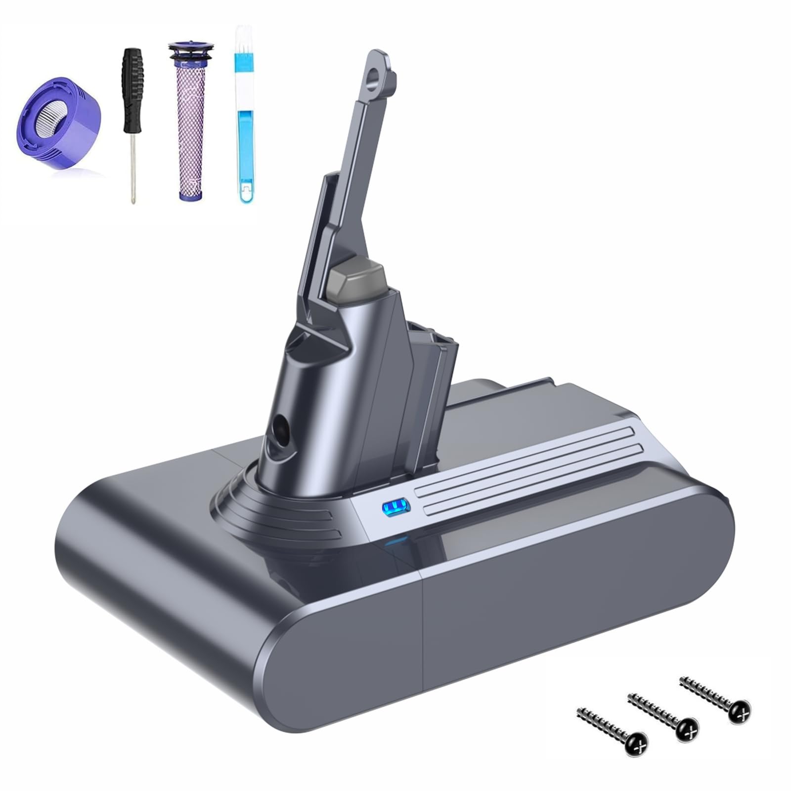FLYLINKTECH Ersatz Batterie Sesrie Vakuumreiniger V7-4600mAh SV11 Animal Motorhead Pro Trigger Fluffy Mattress Absolute Staubsauger mit Filtern Reinigungsbürste Schraubendreher Schrauben